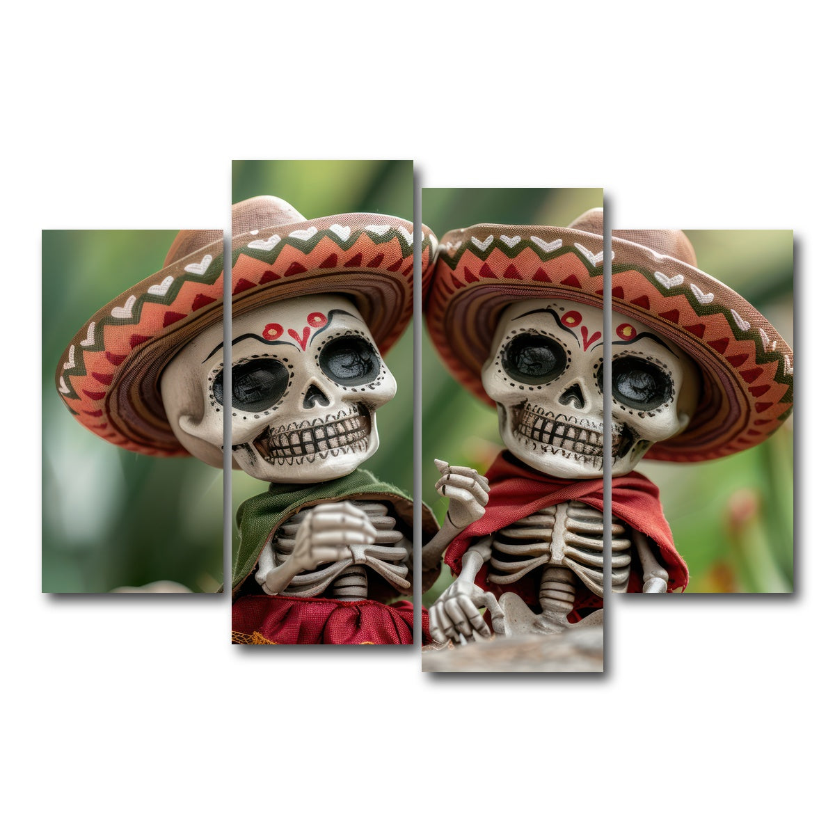 AUTO-MOCKUP WHITE | Festive Skeleton Figurines | 4 Piece | Gallery Wrap Canvas | group=4_short