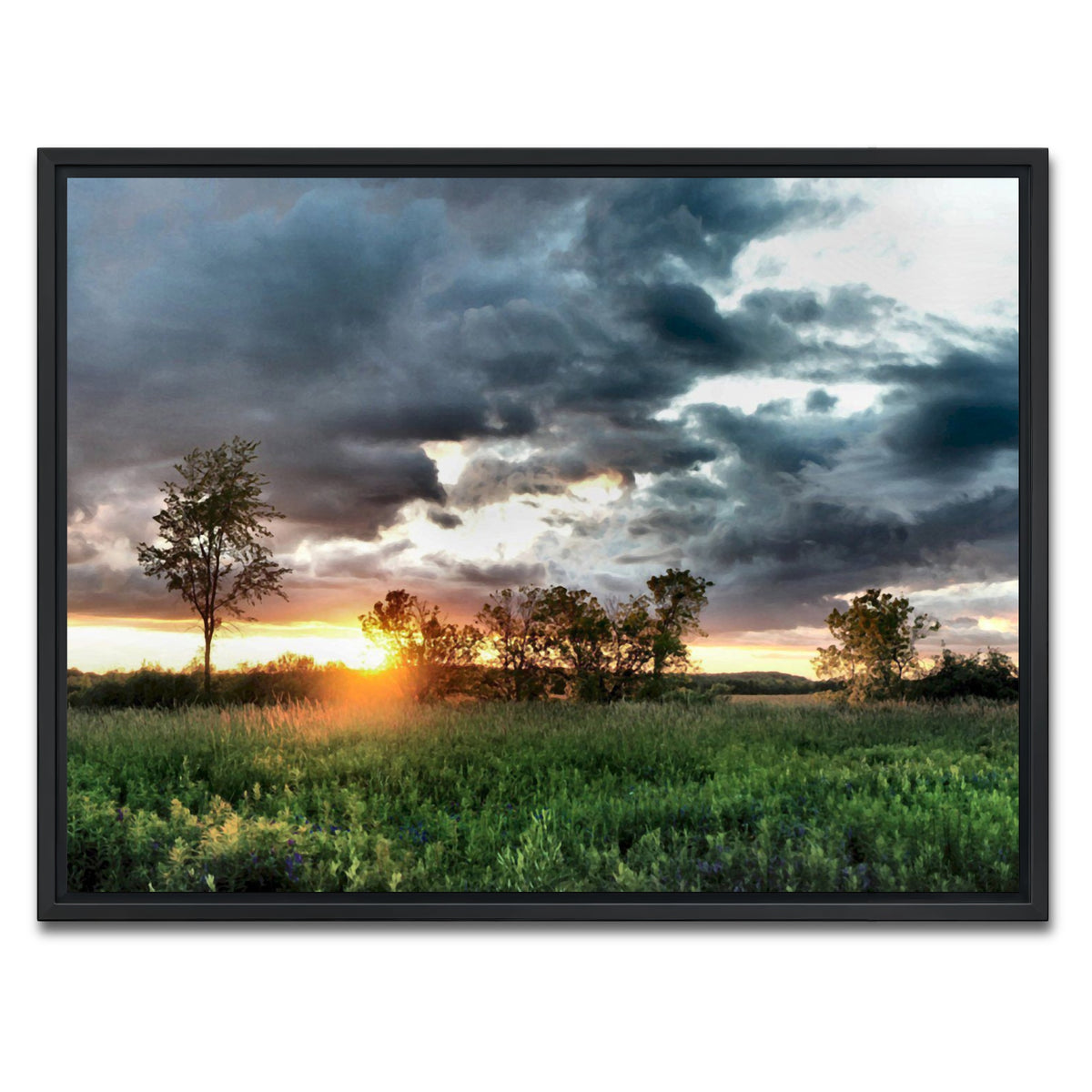 AUTO-MOCKUP WHITE | Field & Sunset | 1 Piece | Black Framed Canvas | group=4x3