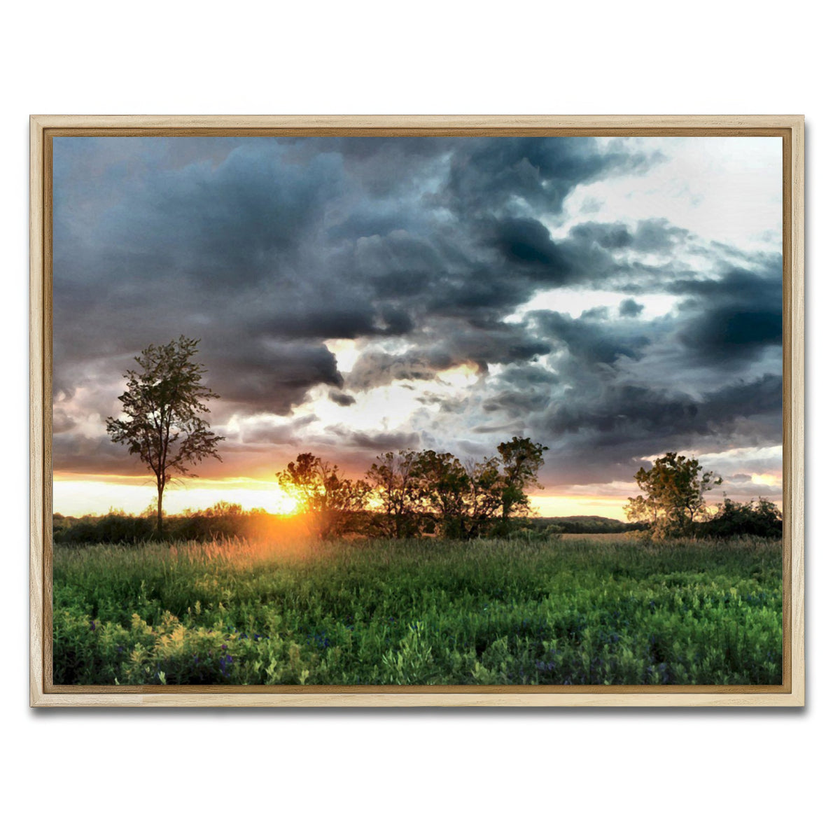AUTO-MOCKUP WHITE | Field & Sunset | 1 Piece | Natural Framed Canvas | group=4x3