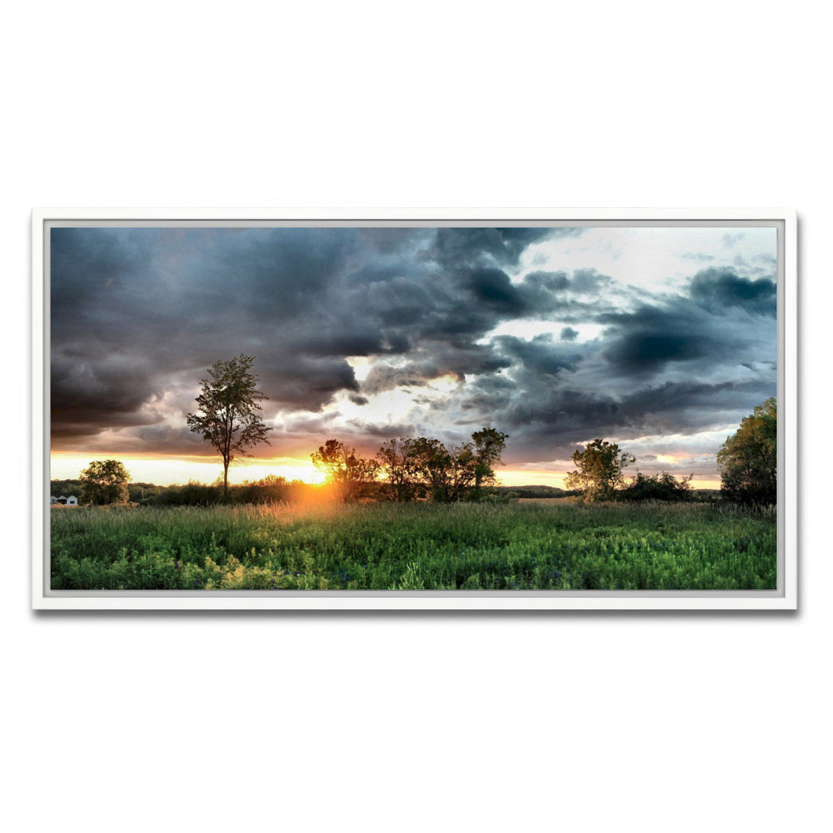 AUTO-MOCKUP WHITE | Field & Sunset | 1 Piece | White Framed Canvas | group=2x1