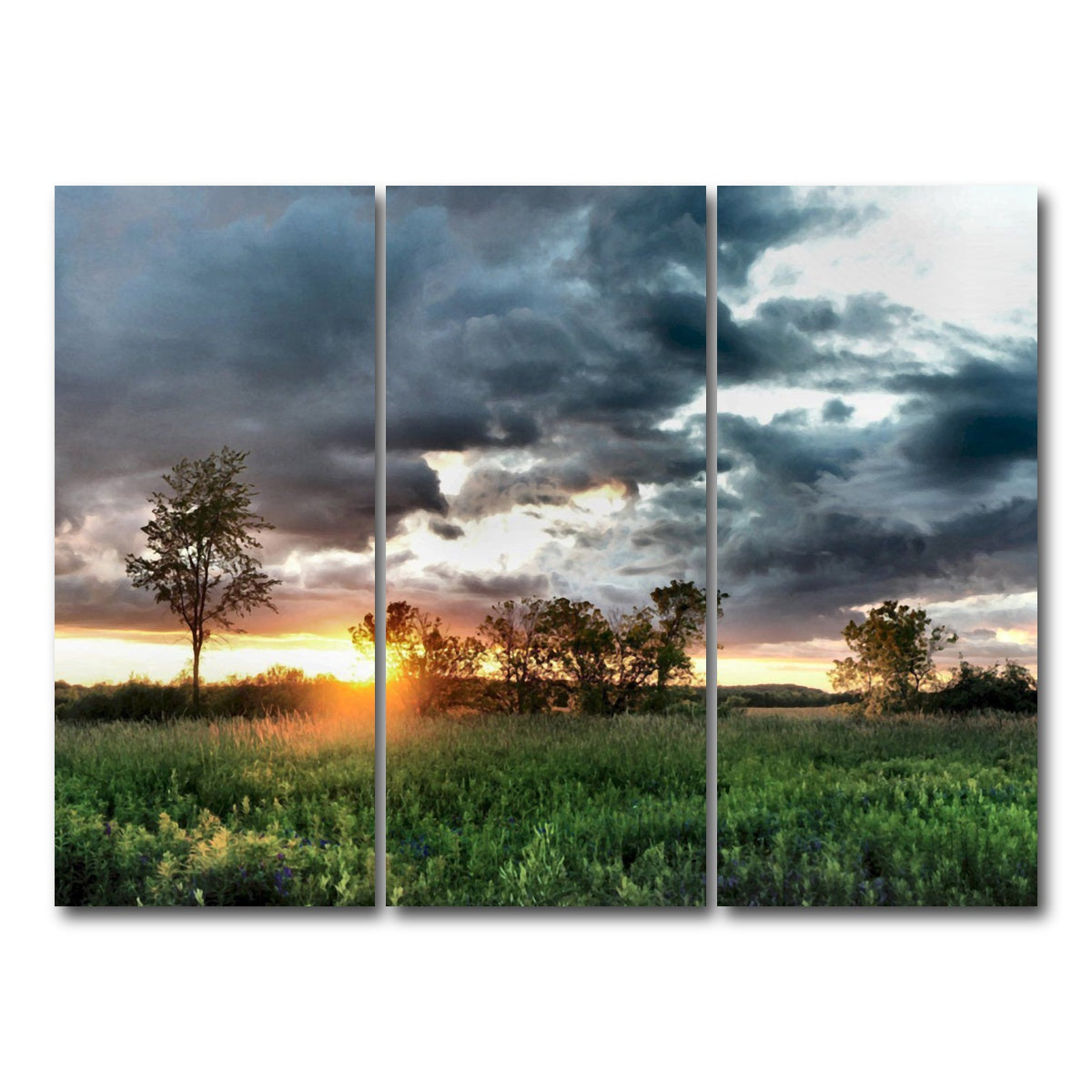 AUTO-MOCKUP WHITE | Field & Sunset | 3 Piece | Gallery Wrap Canvas | group=8x18