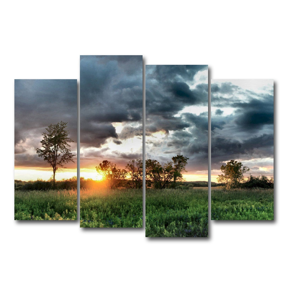 AUTO-MOCKUP WHITE | Field & Sunset | 4 Piece | Gallery Wrap Canvas | group=4_normal