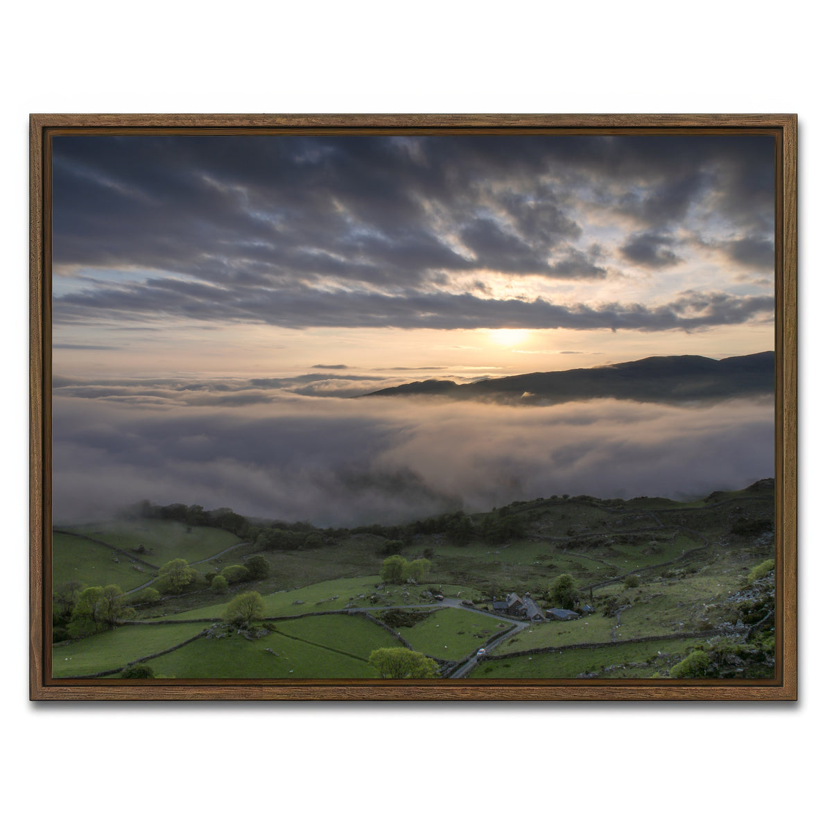 AUTO-MOCKUP WHITE | Fields of Snowdonia | 1 Piece | Walnut Framed Canvas | group=4x3