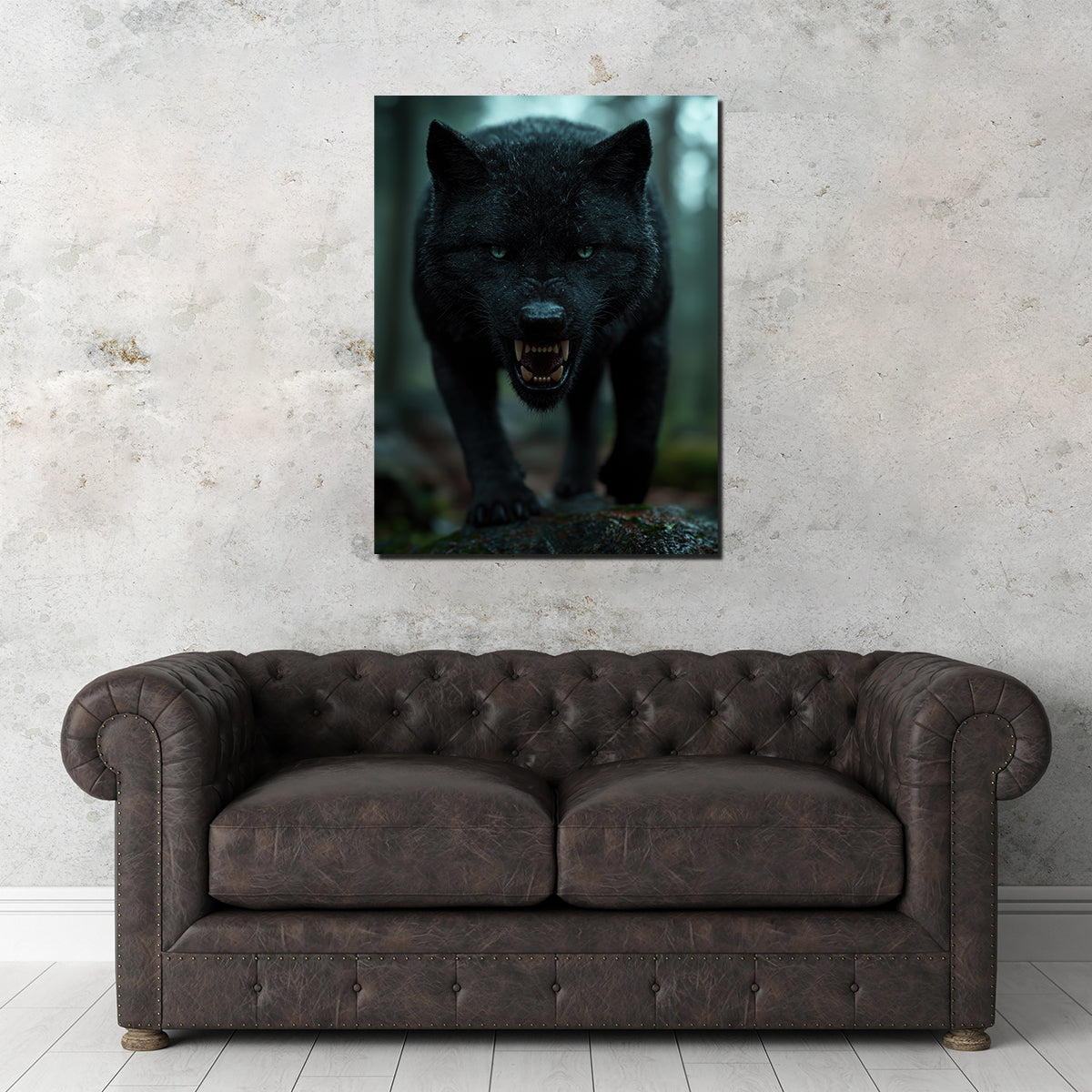 Fierce Black Wolf Wall Art