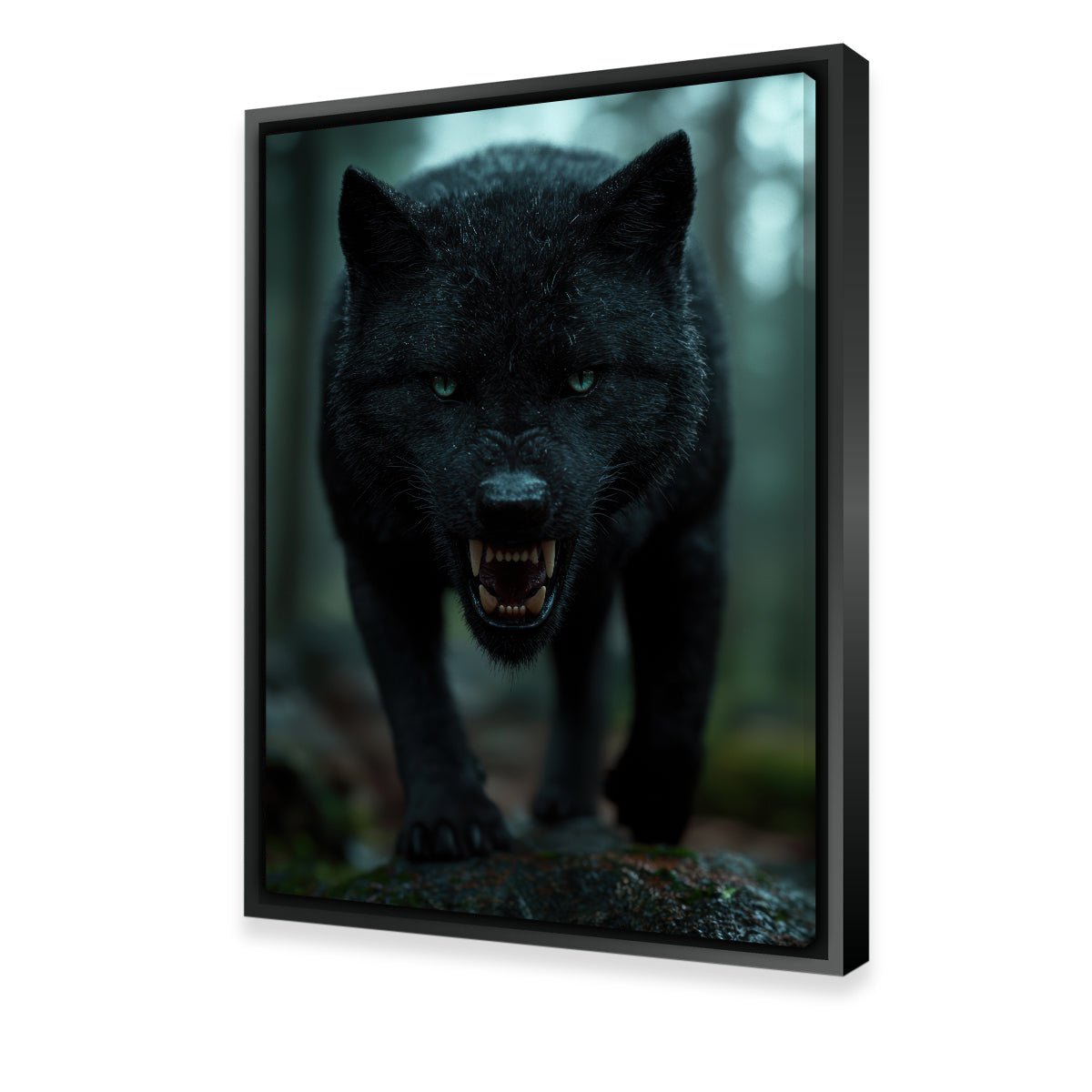 Fierce Black Wolf Wall Art