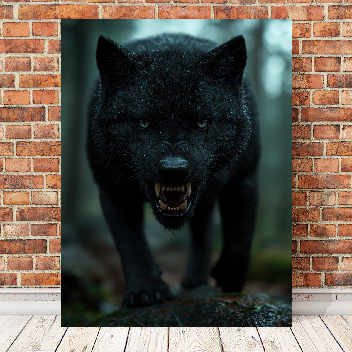 Fierce Black Wolf Wall Art