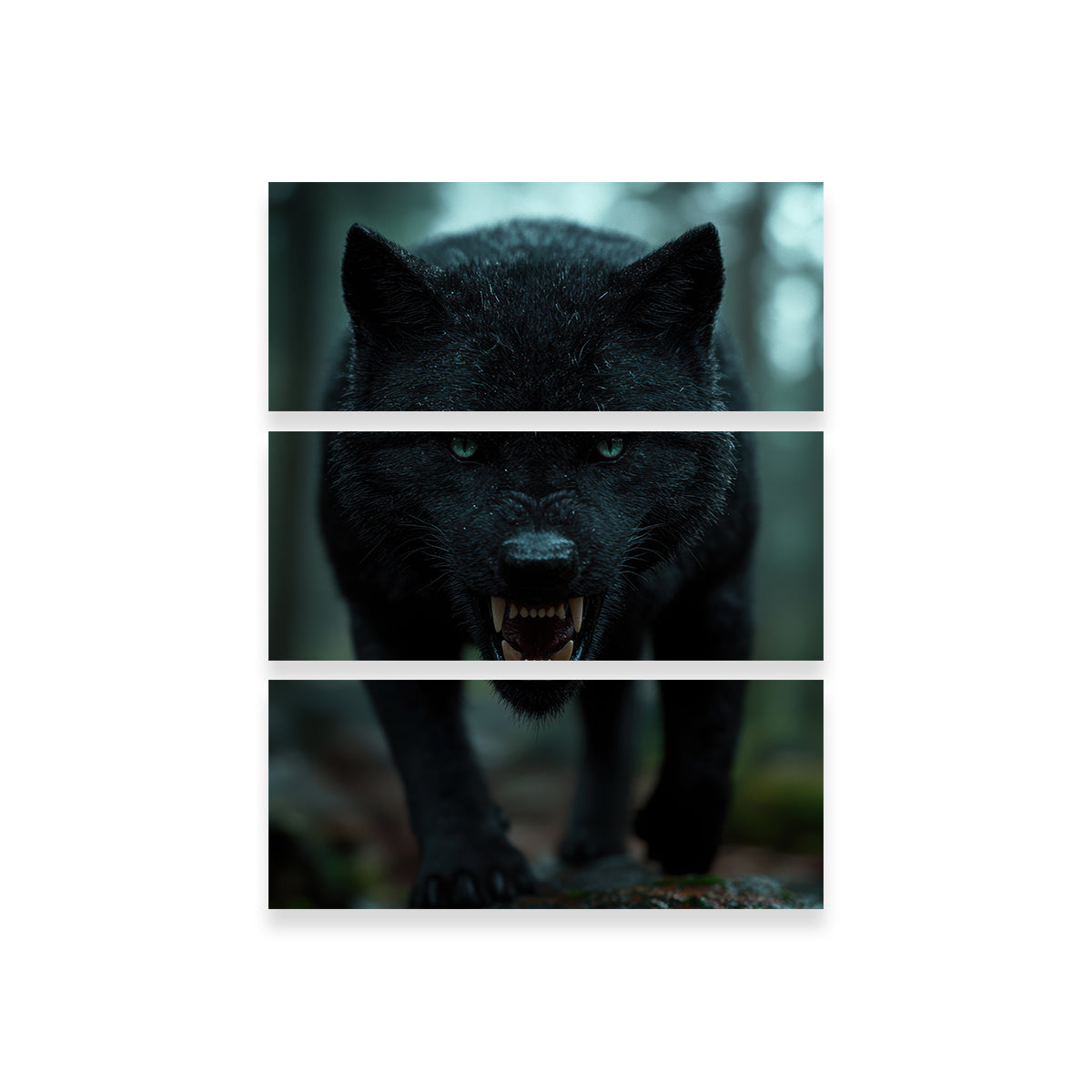 Fierce Black Wolf Wall Art