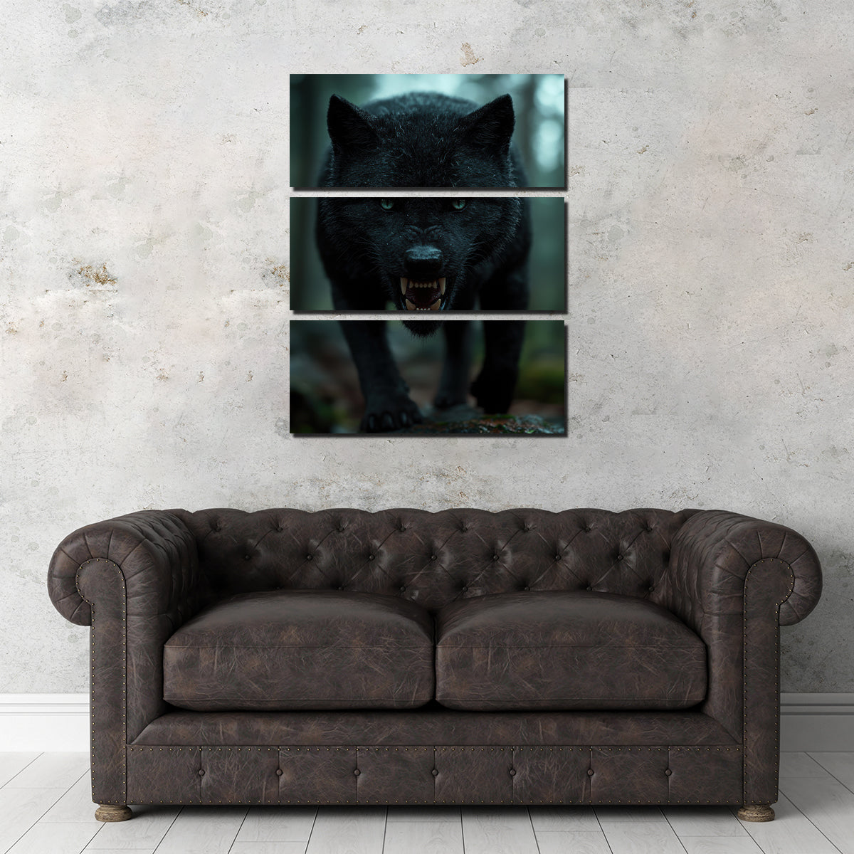 Fierce Black Wolf Wall Art