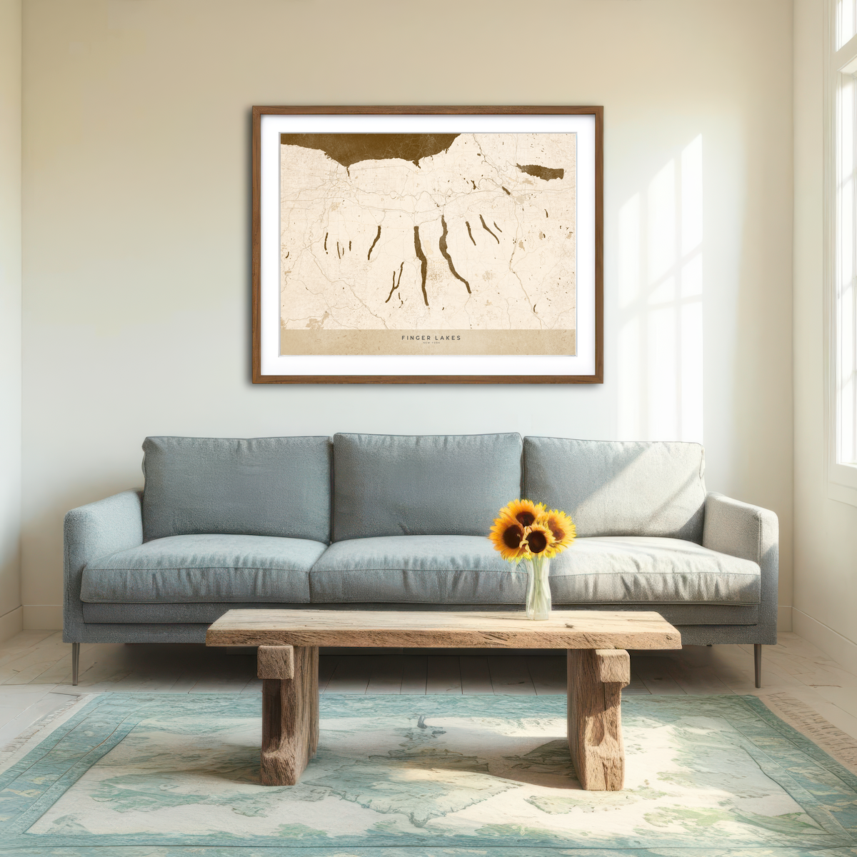 AUTO-MOCKUP ROOM | Finger Lakes Map Wall Art