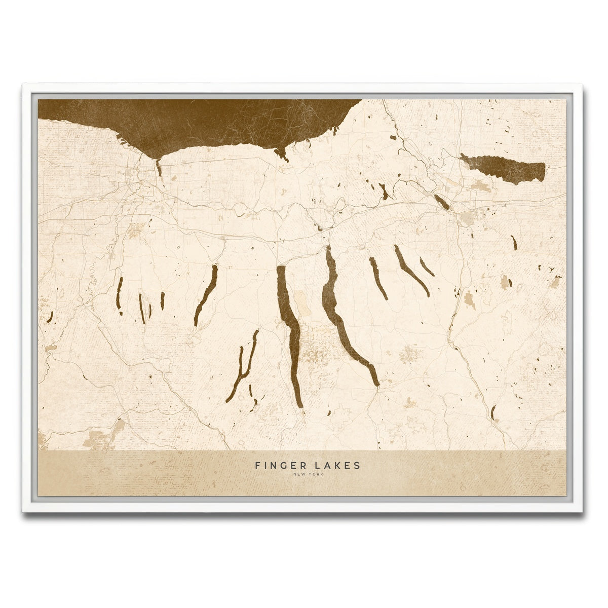 AUTO-MOCKUP WHITE | Finger Lakes Map | 1 Piece | White Framed Canvas | group=4x3