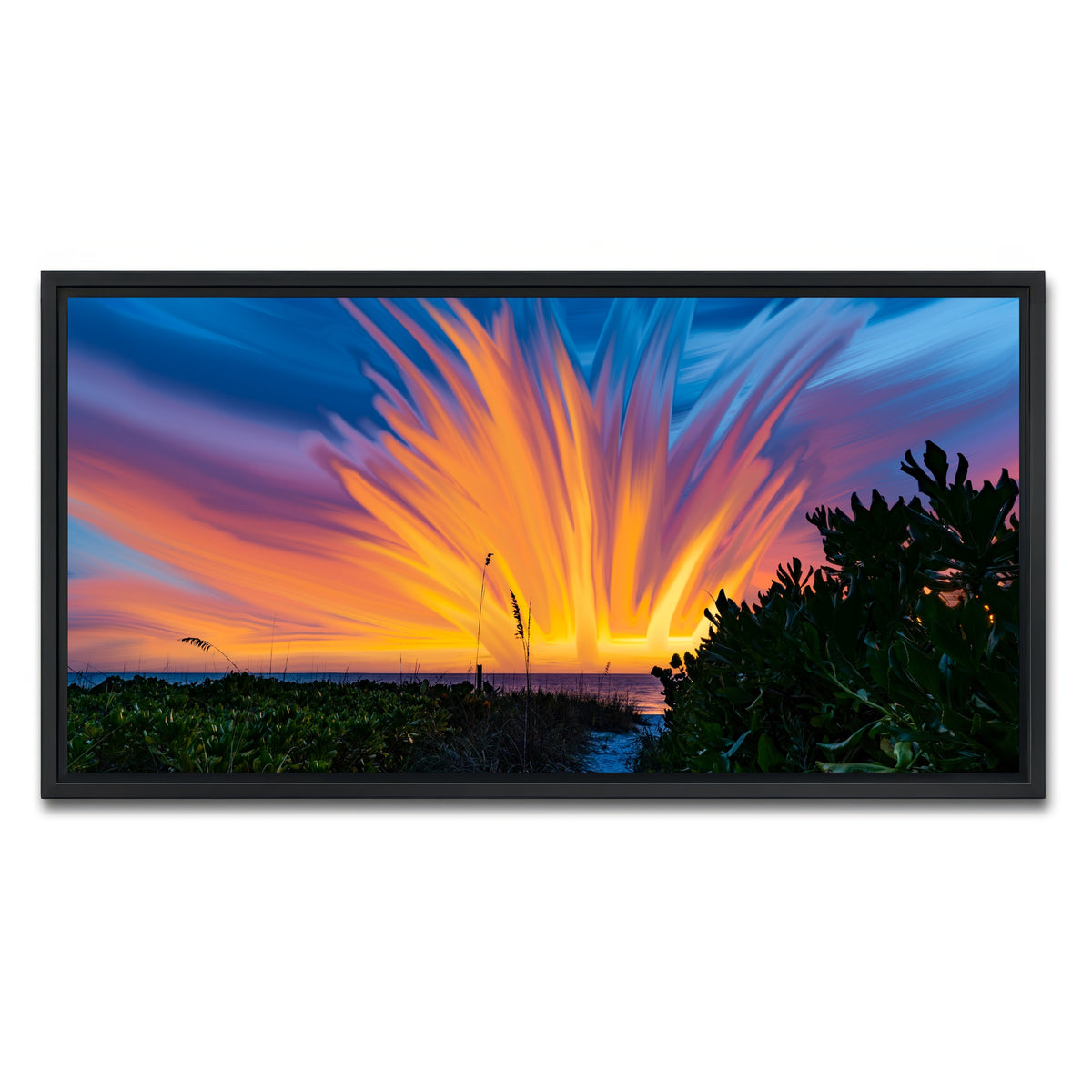 AUTO-MOCKUP WHITE | Fire Sky | 1 Piece | Black Framed Canvas | group=2x1
