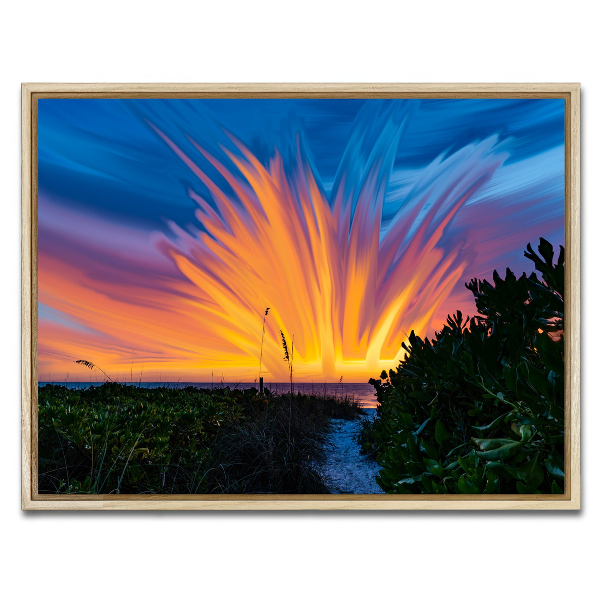 AUTO-MOCKUP WHITE | Fire Sky | 1 Piece | Natural Framed Canvas | group=4x3