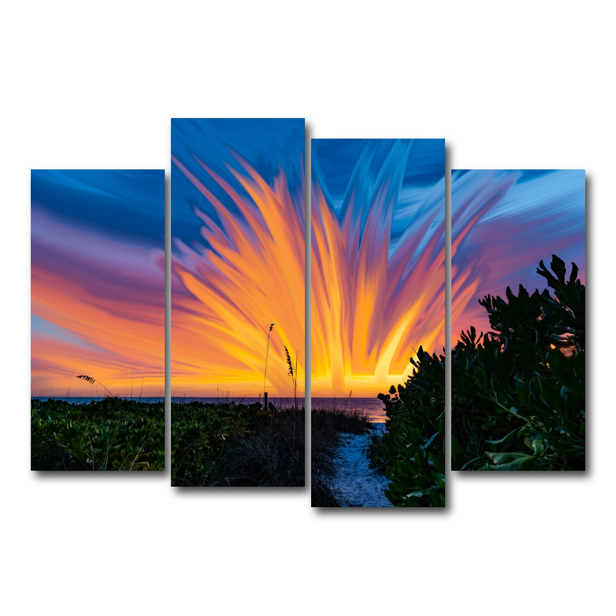 AUTO-MOCKUP WHITE | Fire Sky | 4 Piece | Gallery Wrap Canvas | group=4_normal