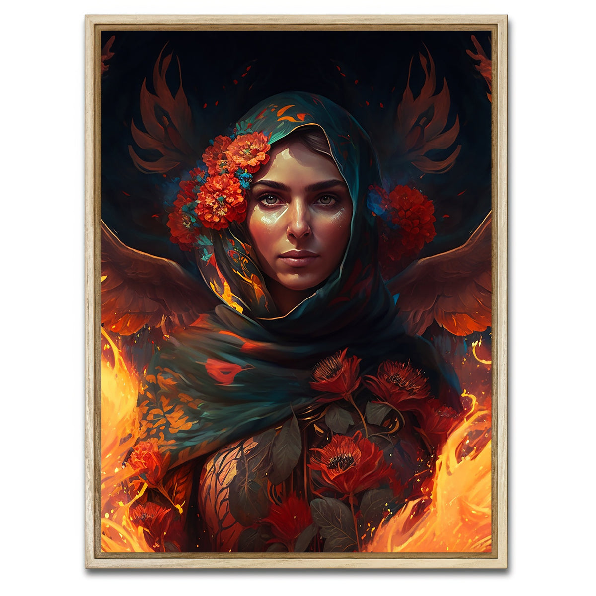 AUTO-MOCKUP WHITE | Fire in Her Heart | 1 Piece | Natural Framed Canvas | group=3x4