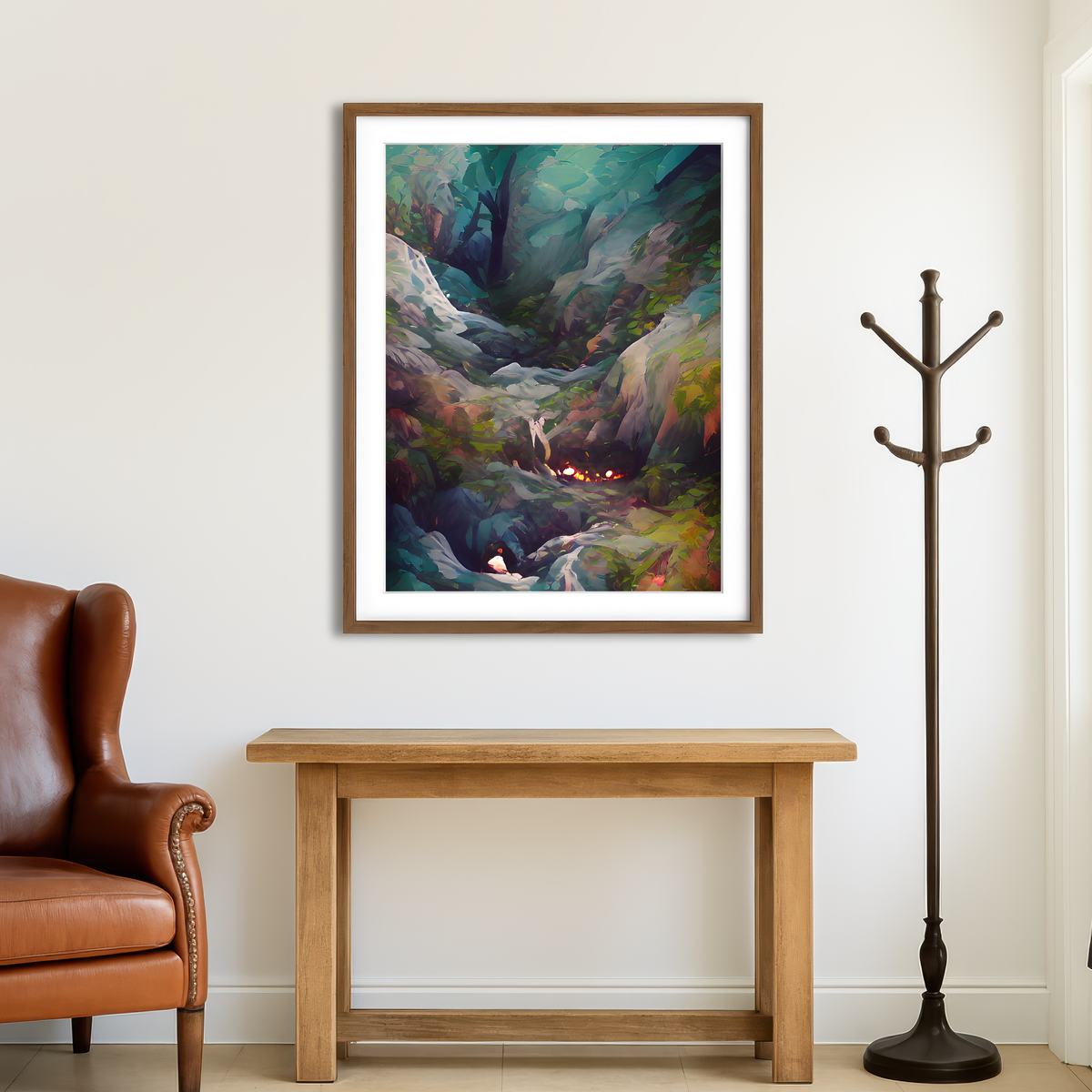 AUTO-MOCKUP ROOM | Fire in the Woods Wall Art