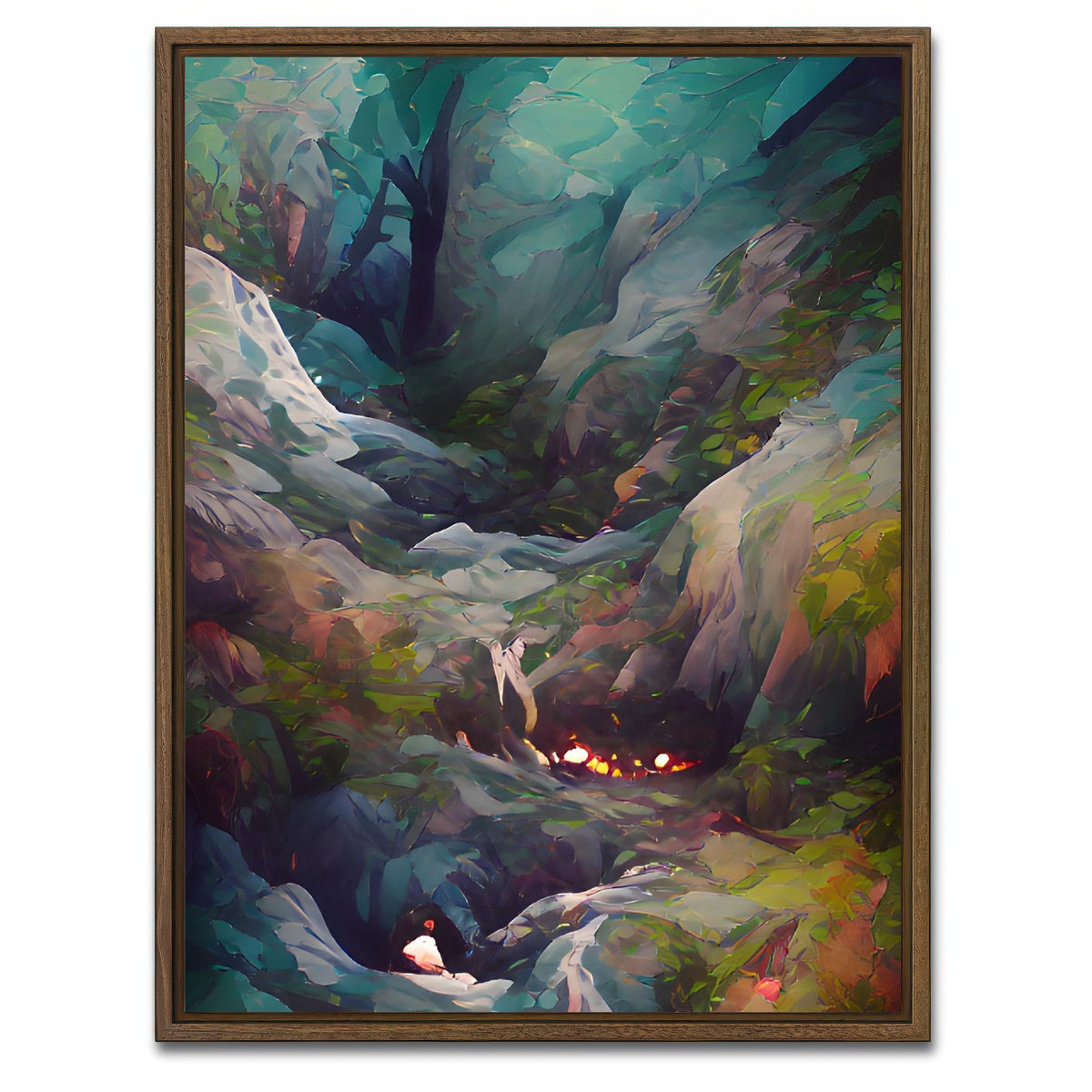 AUTO-MOCKUP WHITE | Fire in the Woods | 1 Piece | Walnut Framed Canvas | group=3x4