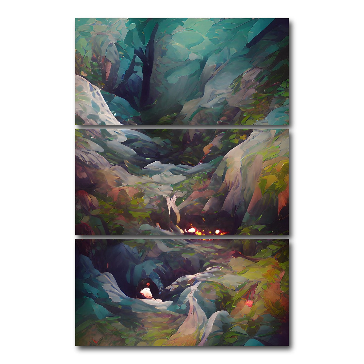 AUTO-MOCKUP WHITE | Fire in the Woods | 3 Piece | Gallery Wrap Canvas | group=12x24_stacked