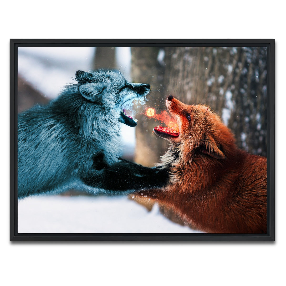 AUTO-MOCKUP WHITE | Fire vs Ice | 1 Piece | Black Framed Canvas | group=4x3