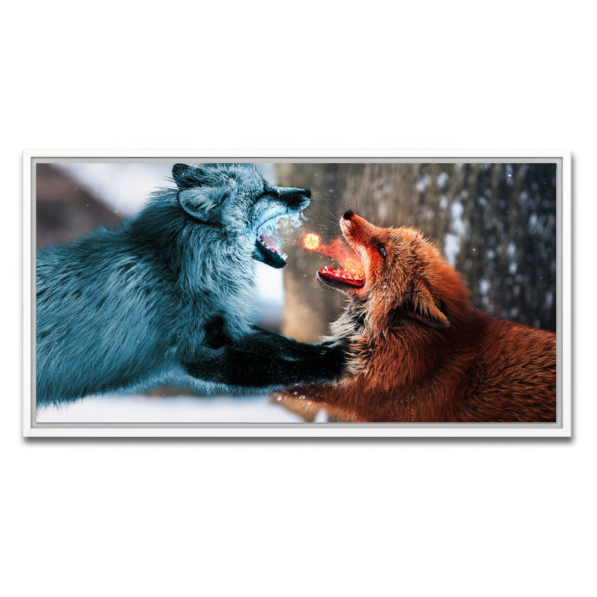 AUTO-MOCKUP WHITE | Fire vs Ice | 1 Piece | White Framed Canvas | group=2x1