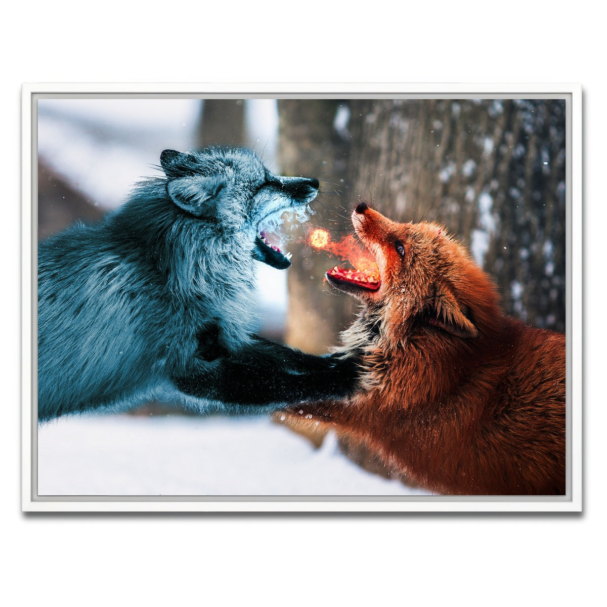 AUTO-MOCKUP WHITE | Fire vs Ice | 1 Piece | White Framed Canvas | group=4x3