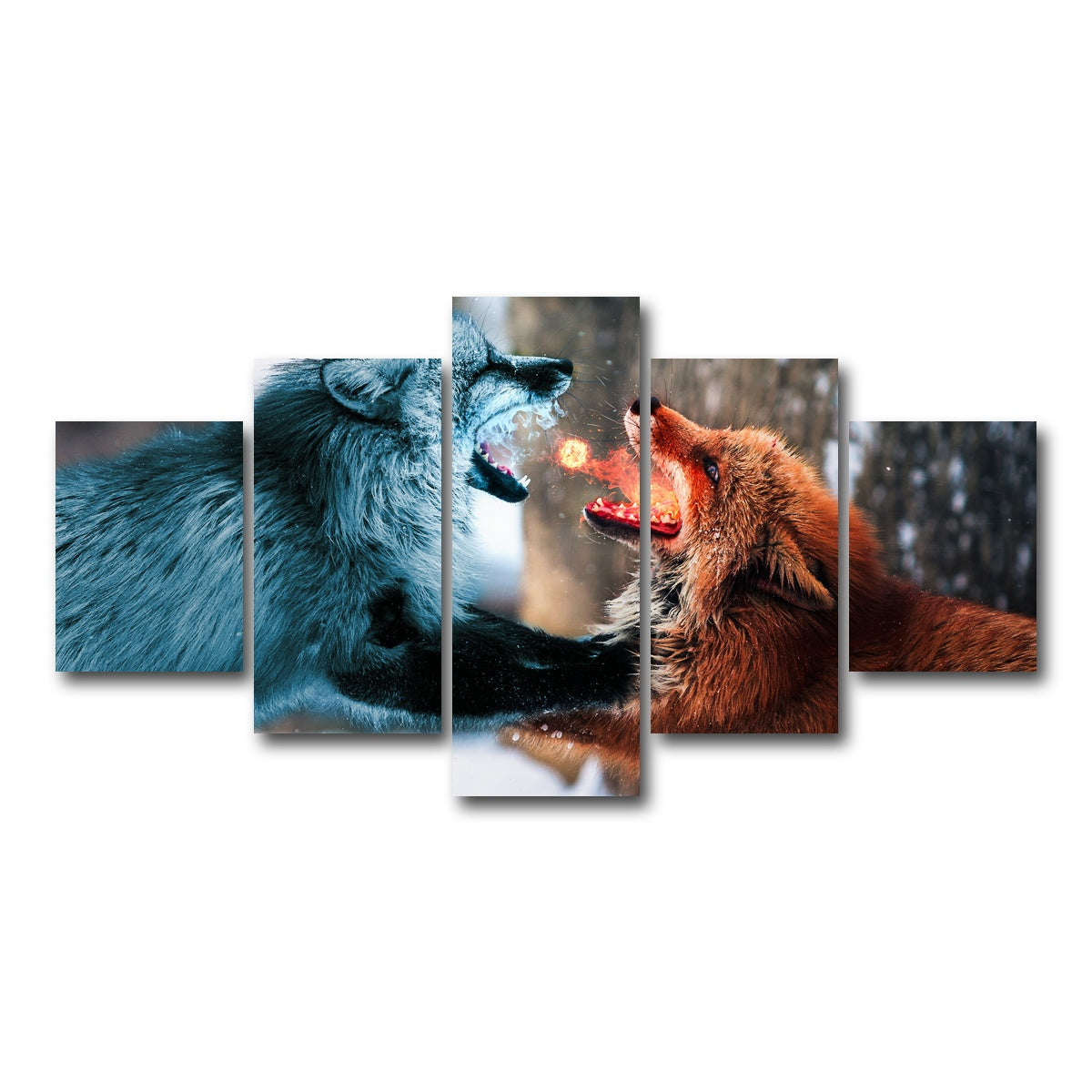 AUTO-MOCKUP WHITE | Fire vs Ice | 5 Piece | Gallery Wrap Canvas | group=5_short