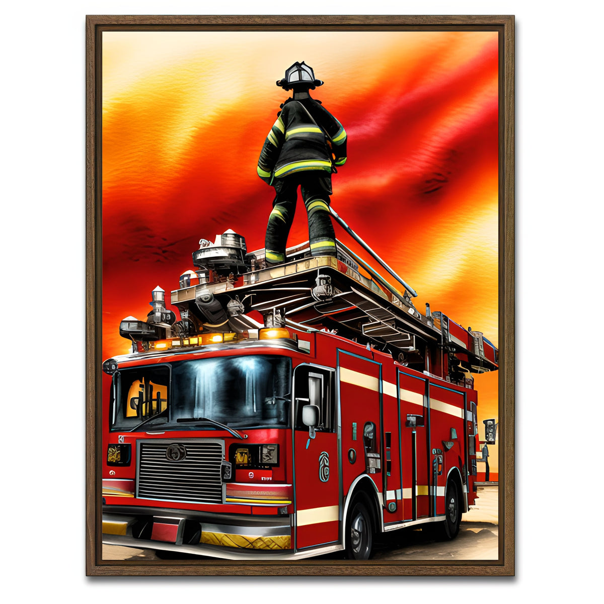 AUTO-MOCKUP WHITE | Firefighter | 1 Piece | Walnut Framed Canvas | group=3x4