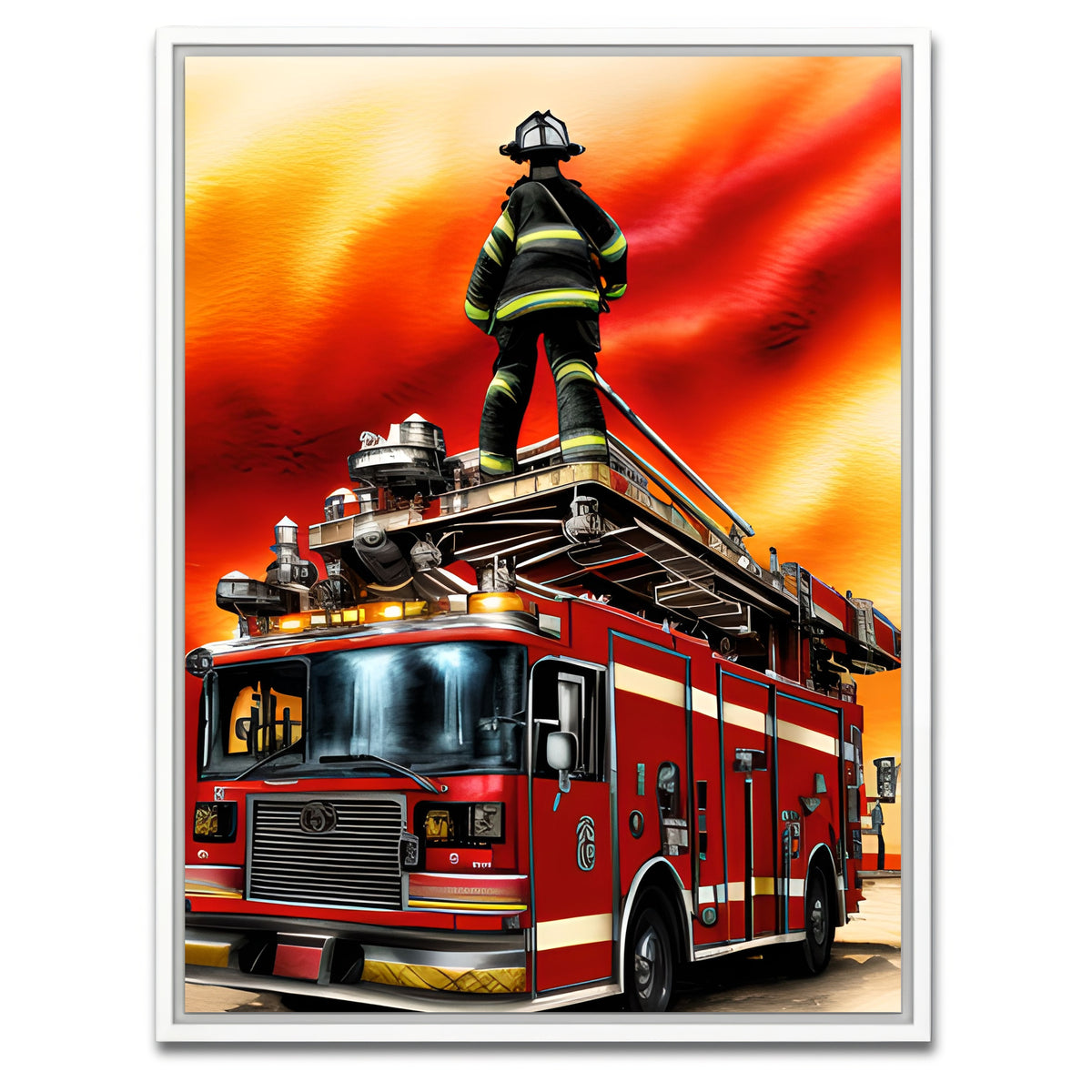 AUTO-MOCKUP WHITE | Firefighter | 1 Piece | White Framed Canvas | group=3x4