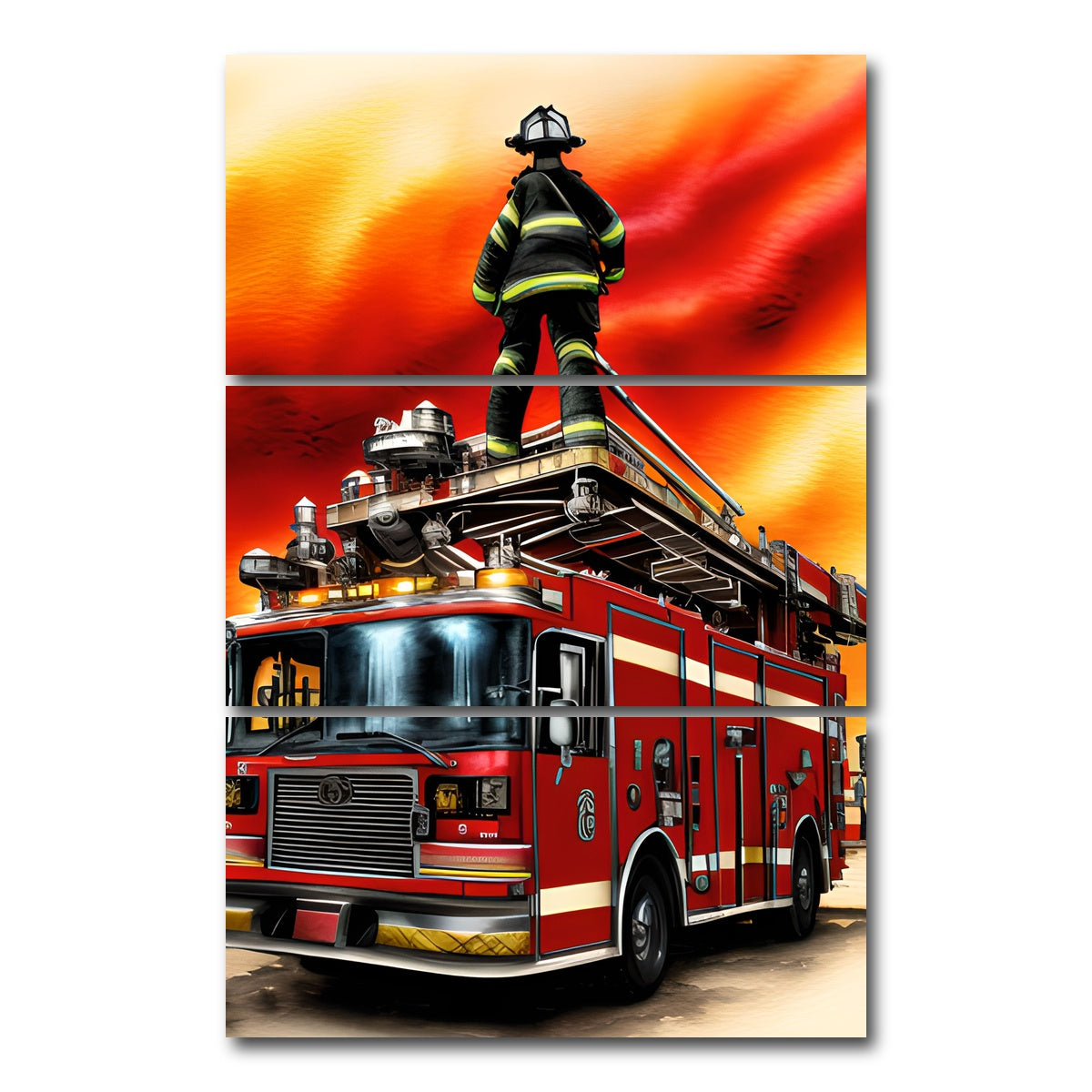 AUTO-MOCKUP WHITE | Firefighter | 3 Piece | Gallery Wrap Canvas | group=12x24_stacked