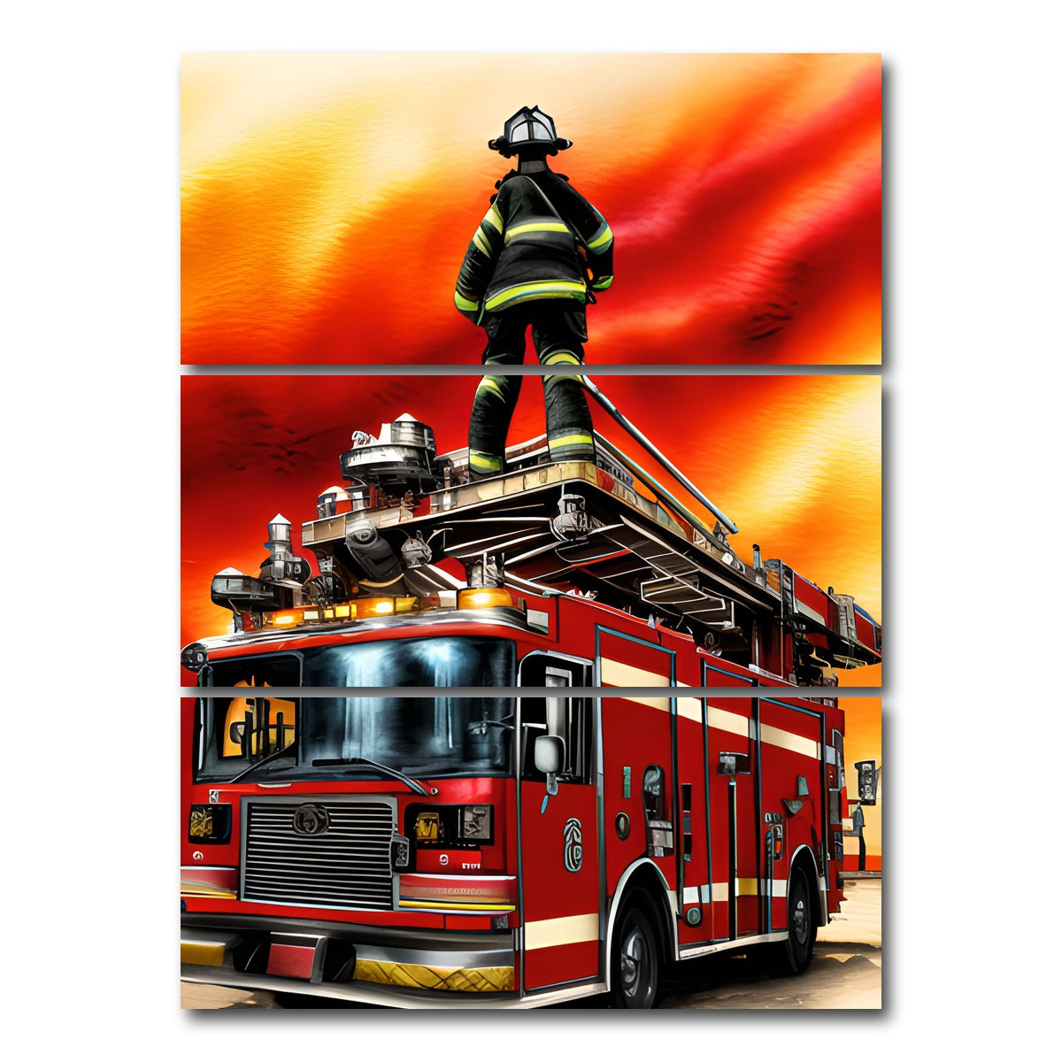 AUTO-MOCKUP WHITE | Firefighter | 3 Piece | Gallery Wrap Canvas | group=8x18_stacked