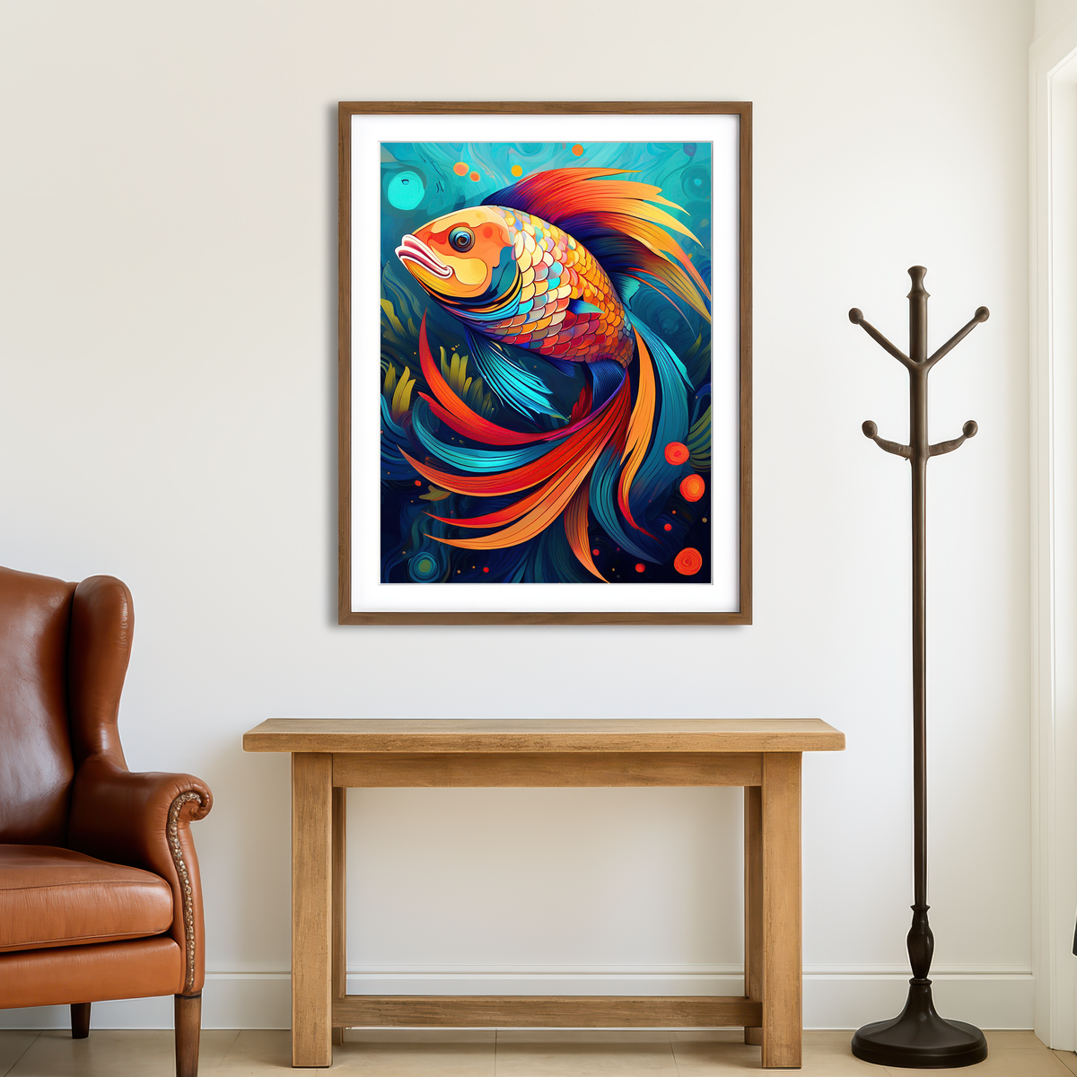 AUTO-MOCKUP ROOM | Fish Modern Art Wall Art