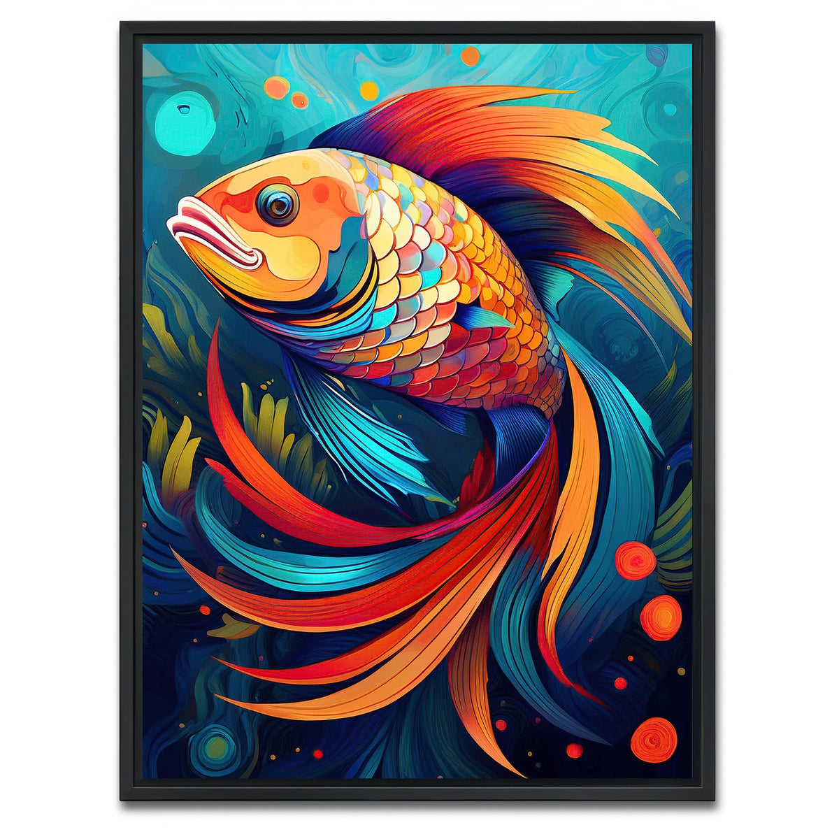 AUTO-MOCKUP WHITE | Fish Modern Art | 1 Piece | Black Framed Canvas | group=3x4