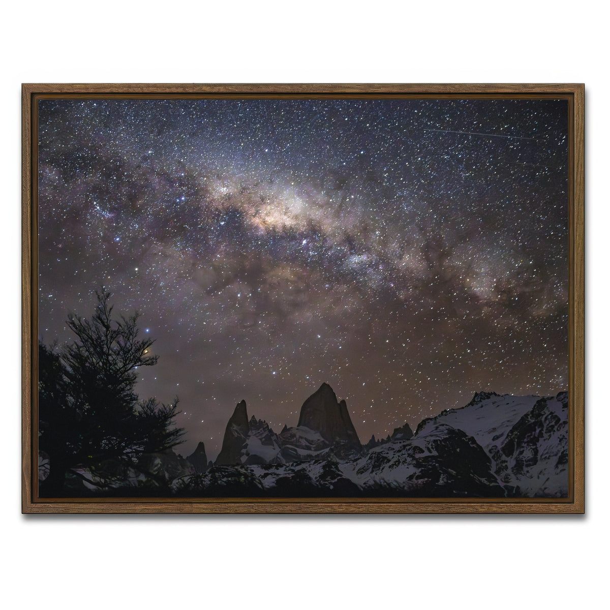 AUTO-MOCKUP WHITE | Fitz Roy under the Milky Way | 1 Piece | Walnut Framed Canvas | group=4x3