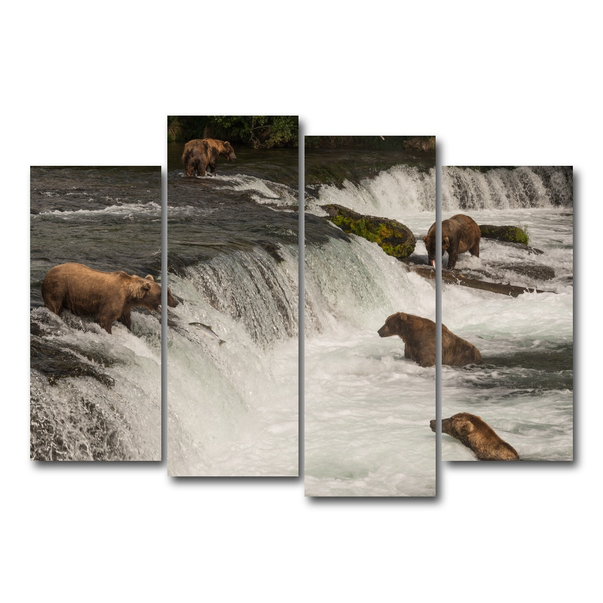 AUTO-MOCKUP WHITE | Five bears salmon fishing | 4 Piece | Gallery Wrap Canvas | group=4_normal