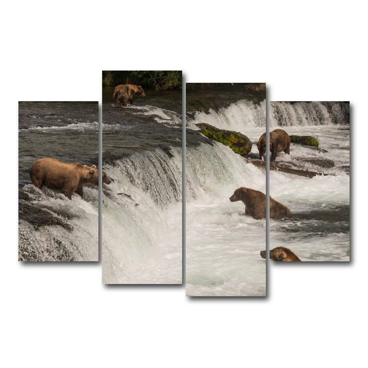 AUTO-MOCKUP WHITE | Five bears salmon fishing | 4 Piece | Gallery Wrap Canvas | group=4_short
