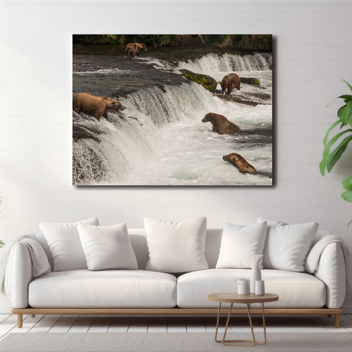 Five Bears Salmon Fishing Wall Art