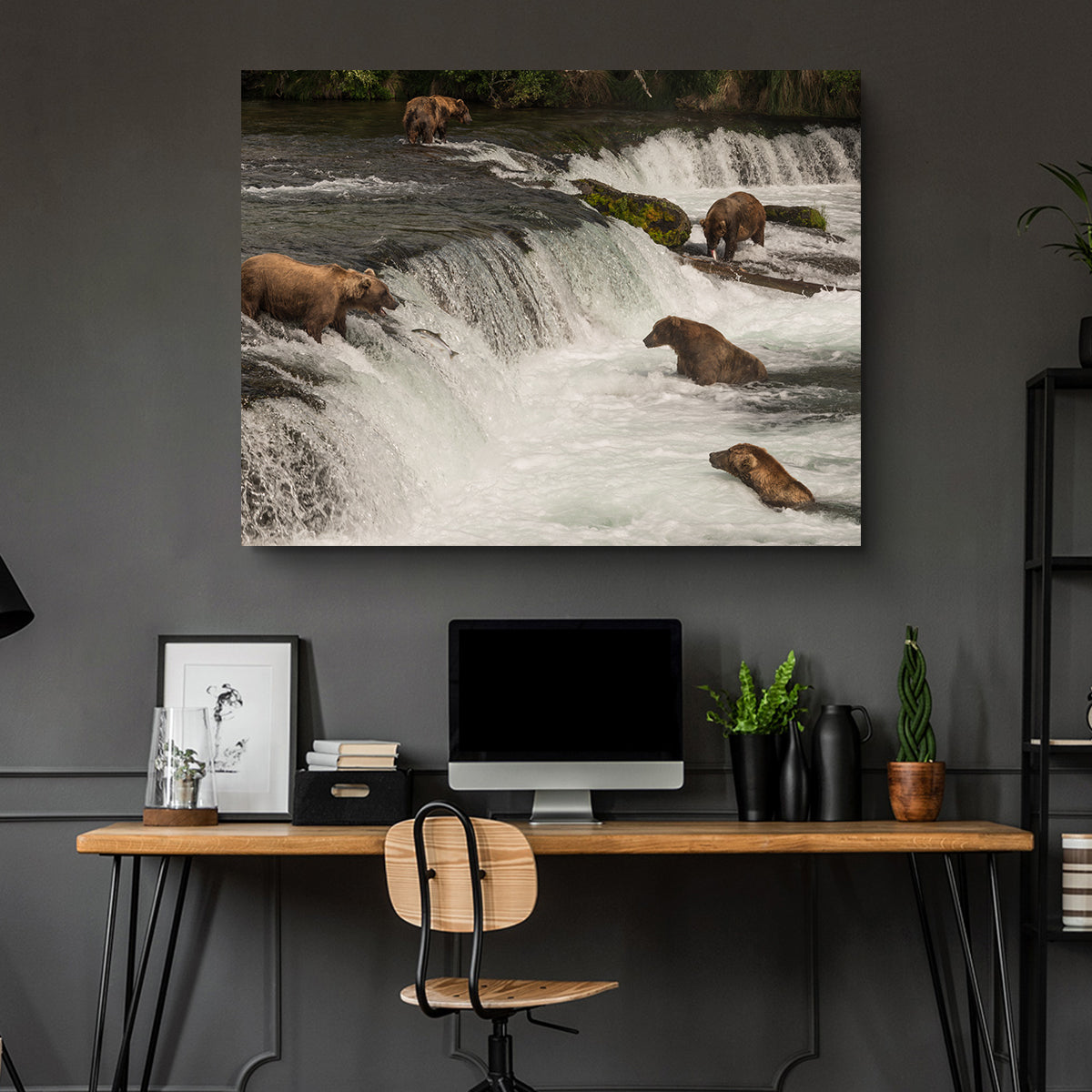 Five Bears Salmon Fishing Wall Art