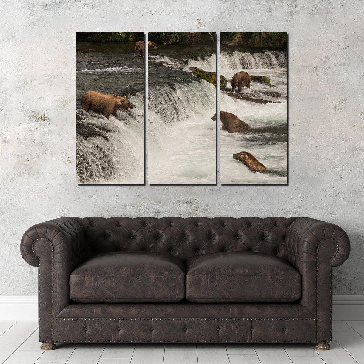 Five Bears Salmon Fishing Wall Art