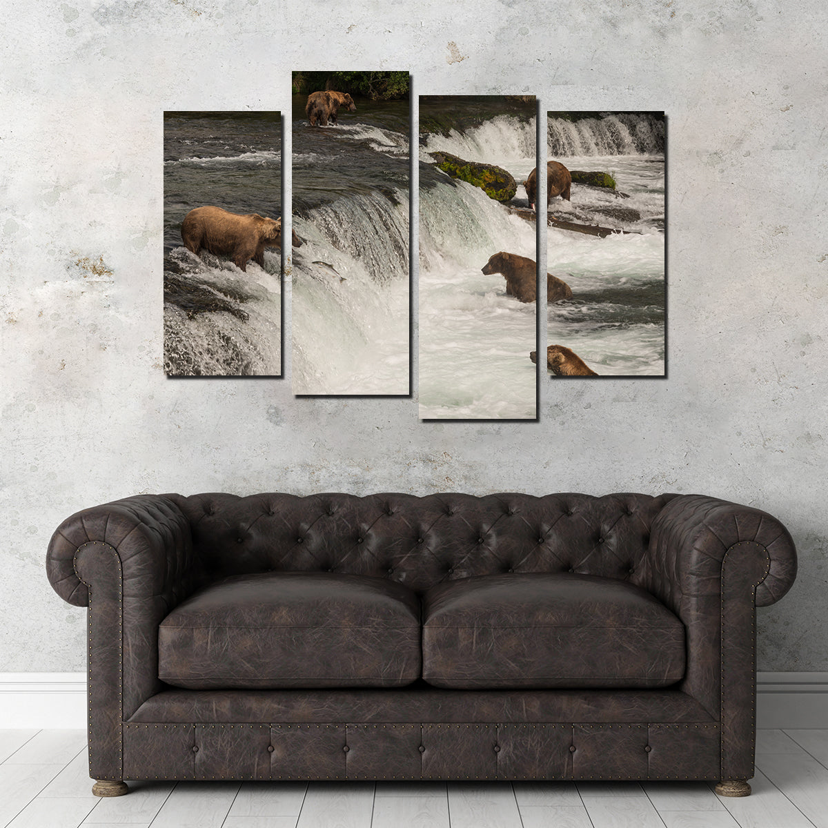 Five Bears Salmon Fishing Wall Art