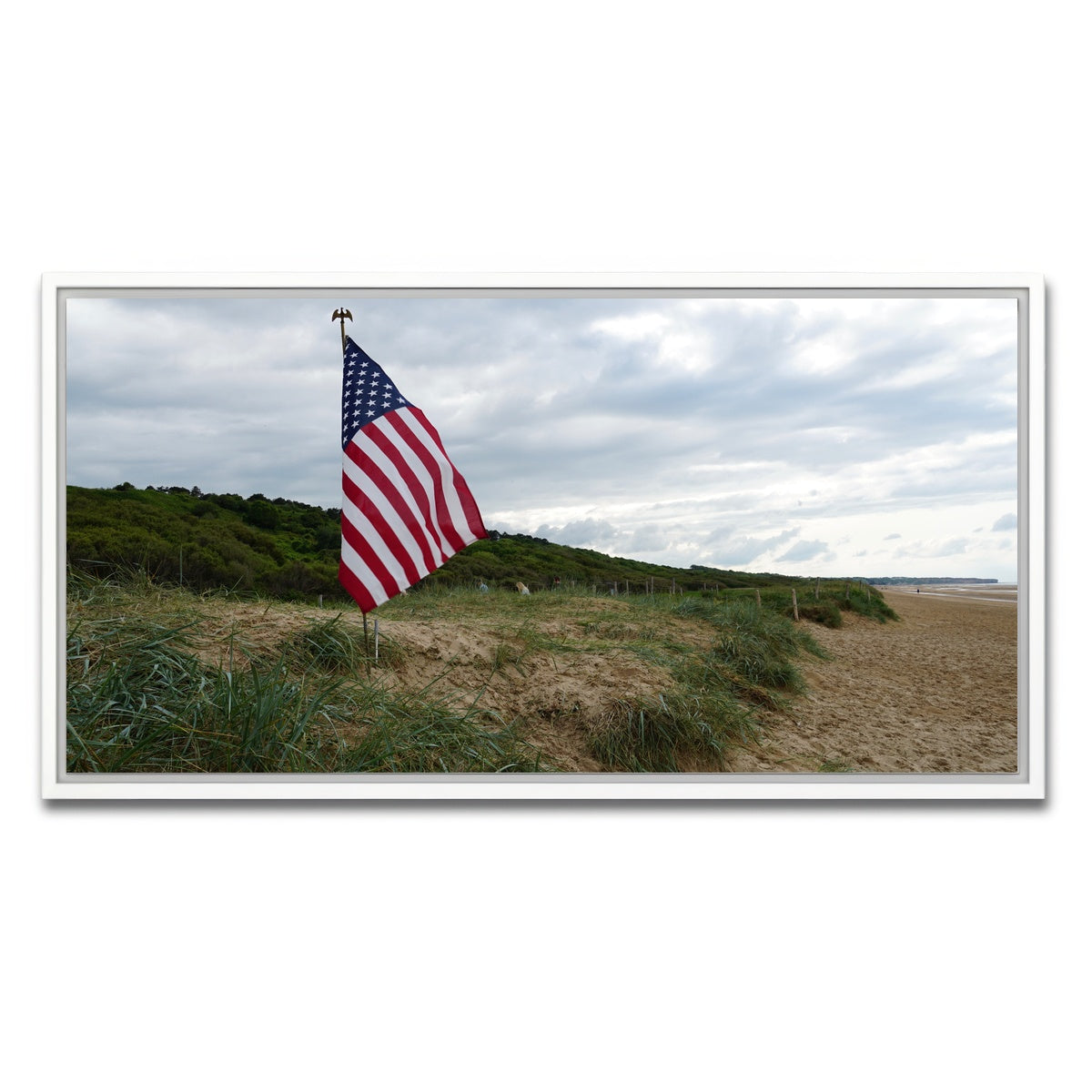 AUTO-MOCKUP WHITE | Flag On Omaha Beach | 1 Piece | White Framed Canvas | group=2x1