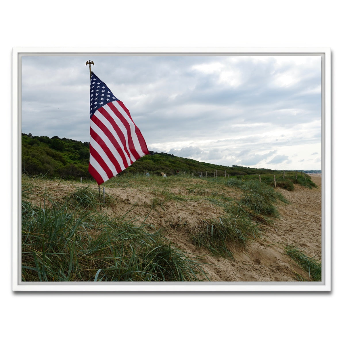 AUTO-MOCKUP WHITE | Flag On Omaha Beach | 1 Piece | White Framed Canvas | group=4x3