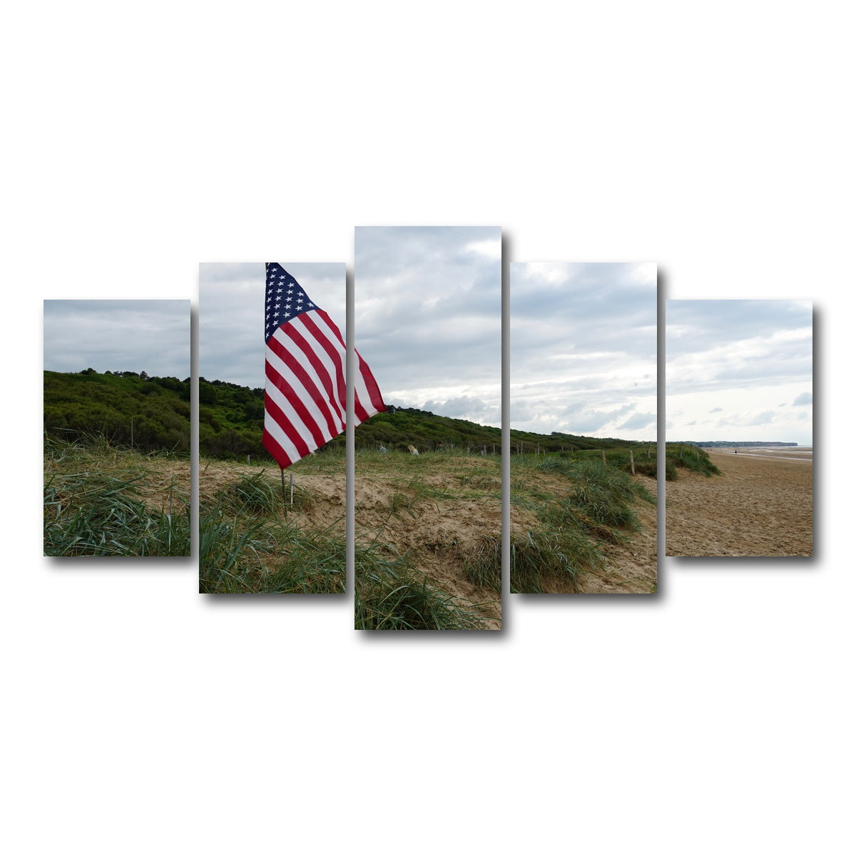 AUTO-MOCKUP WHITE | Flag On Omaha Beach | 5 Piece | Gallery Wrap Canvas | group=5_normal