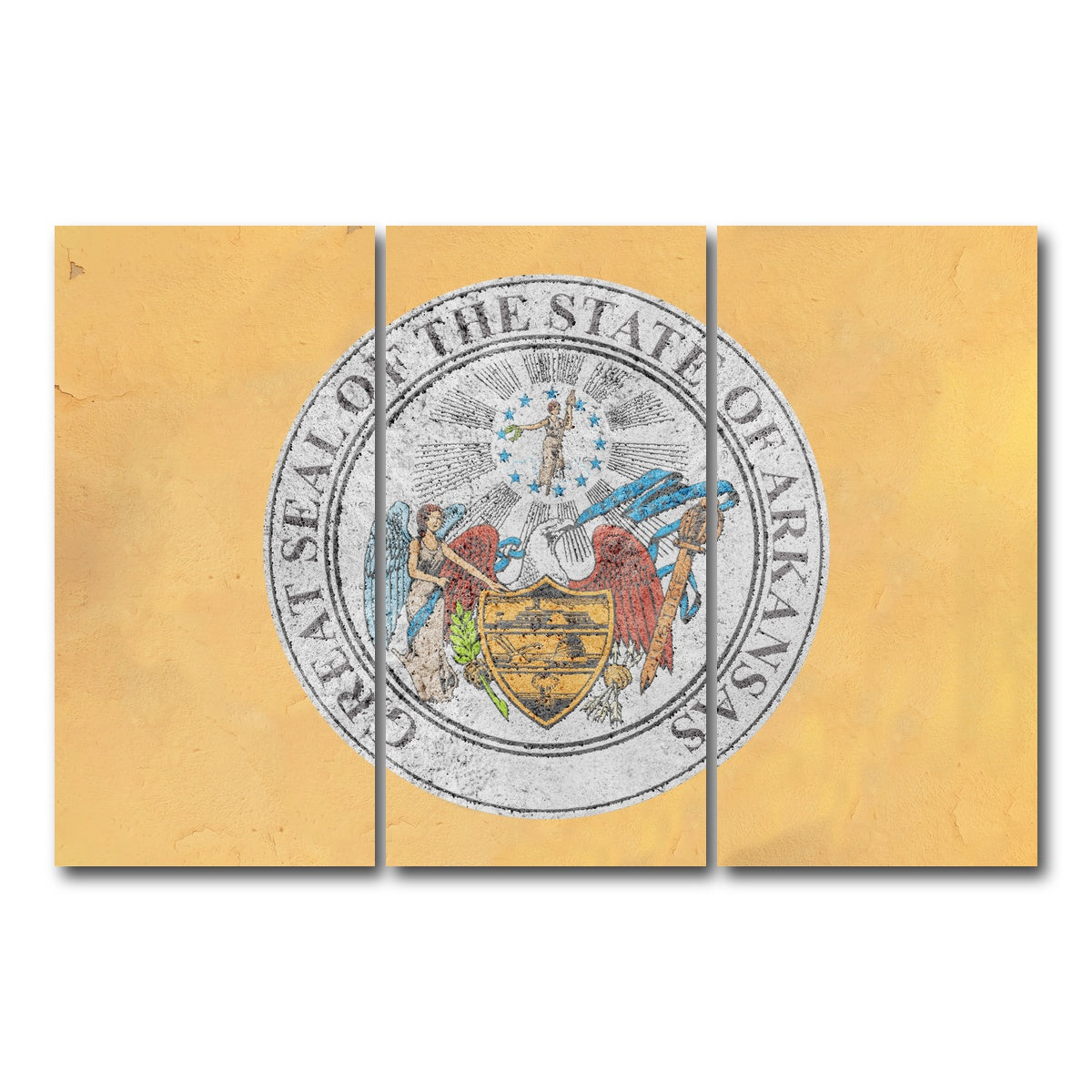 AUTO-MOCKUP WHITE | Flag of US state Arkansas seal | 3 Piece | Gallery Wrap Canvas | group=12x24