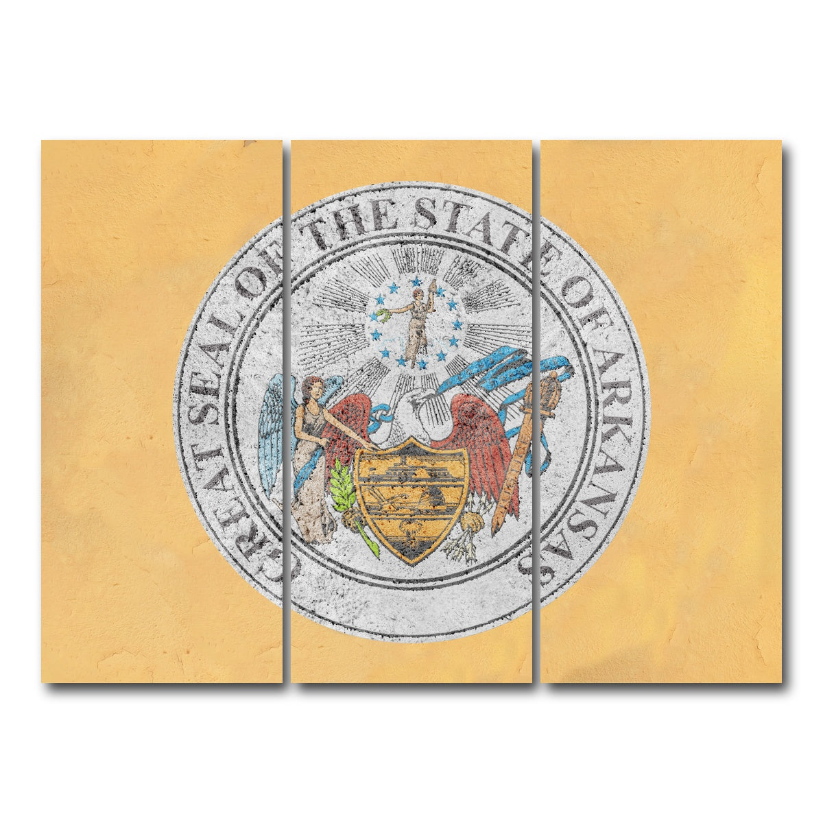 AUTO-MOCKUP WHITE | Flag of US state Arkansas seal | 3 Piece | Gallery Wrap Canvas | group=8x18
