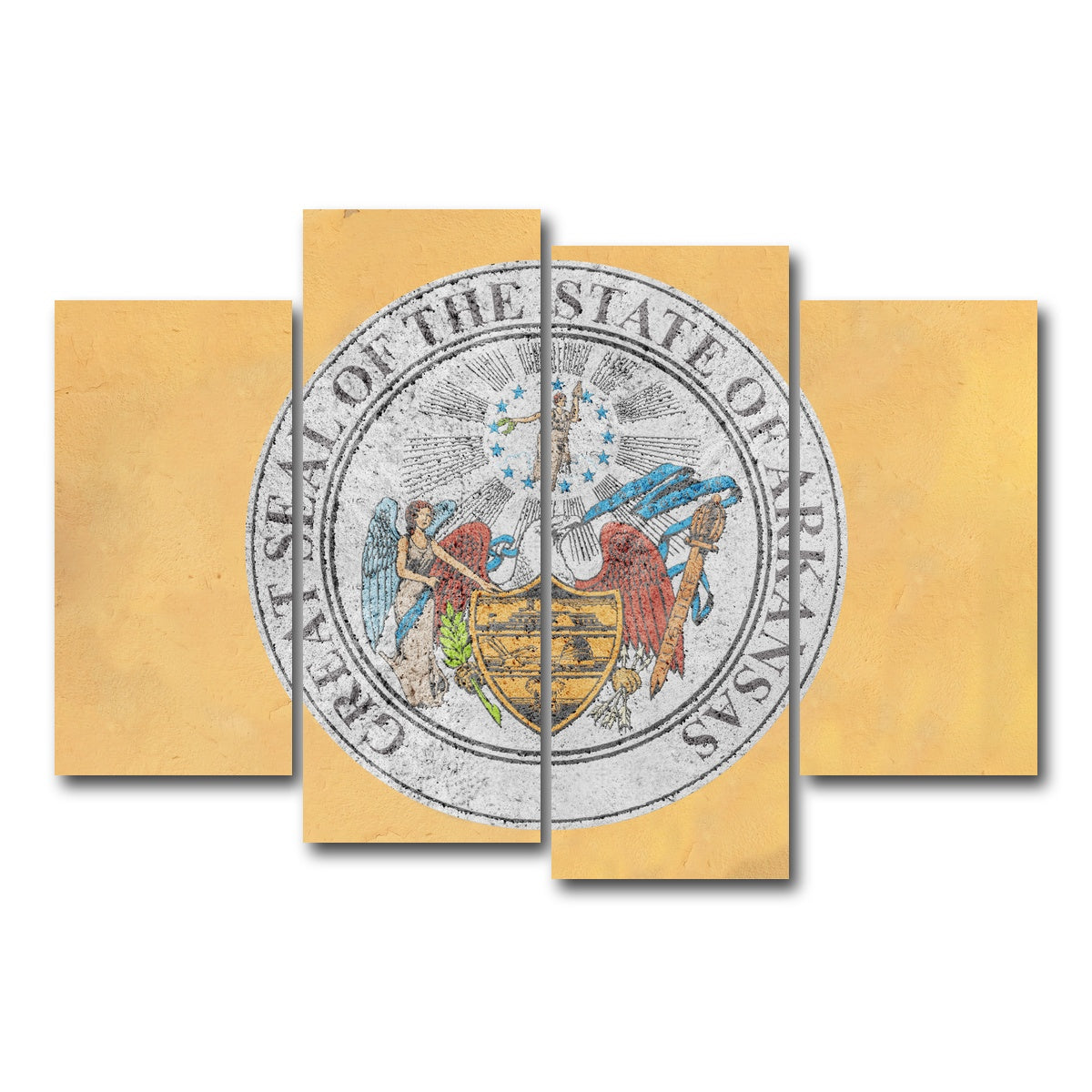 AUTO-MOCKUP WHITE | Flag of US state Arkansas seal | 4 Piece | Gallery Wrap Canvas | group=4_short