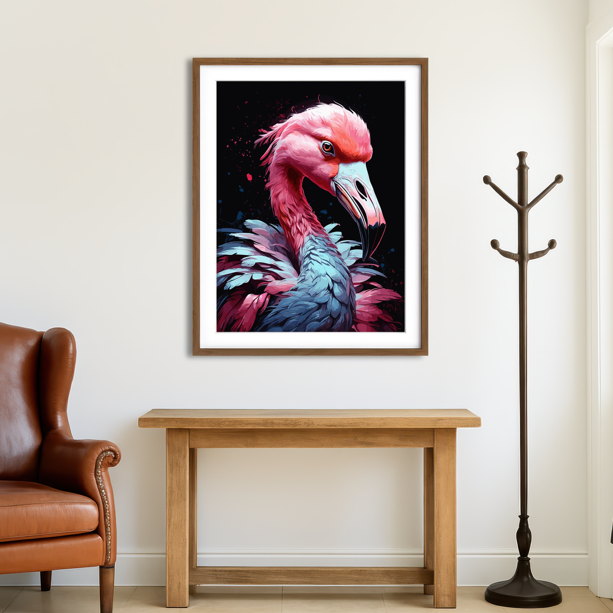 AUTO-MOCKUP ROOM | Flamingo Animal Colorful Wall Art