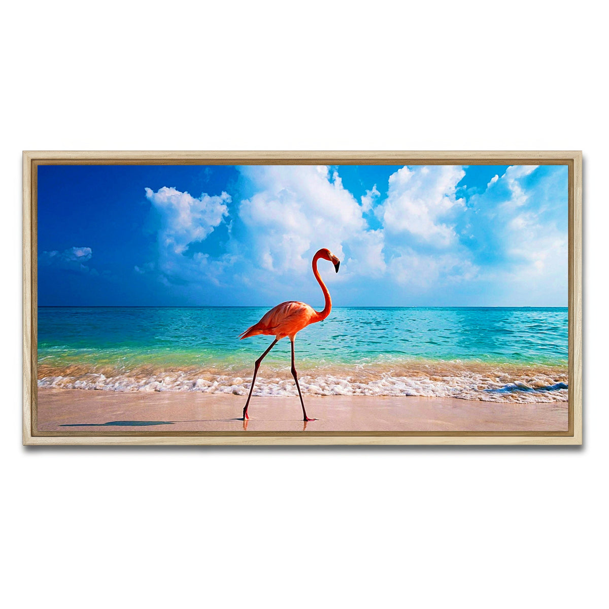 AUTO-MOCKUP WHITE | Flamingo On The Beach | 1 Piece | Natural Frame | group=2x1