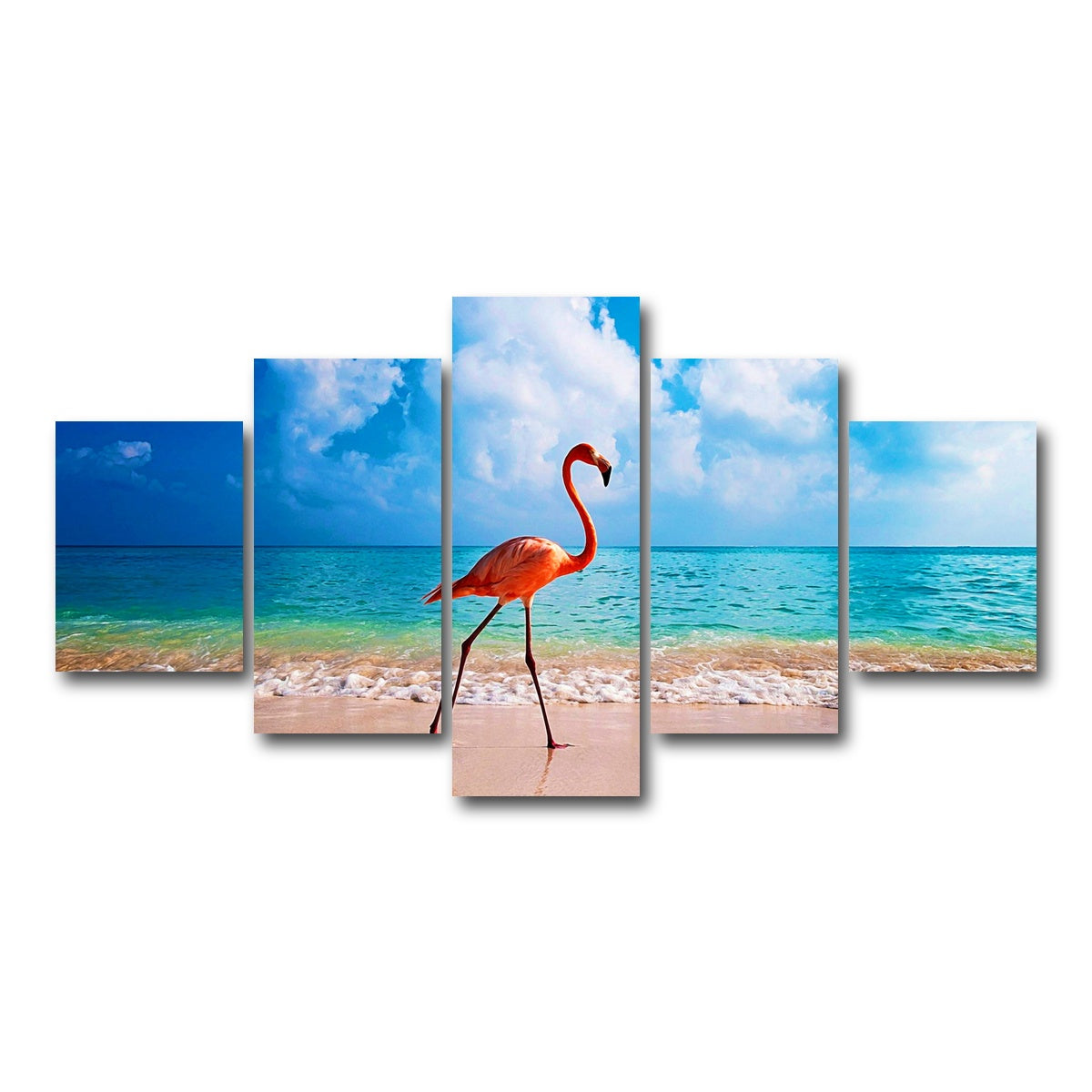 AUTO-MOCKUP WHITE | Flamingo On The Beach | 5 Piece | Gallery Wrapped | group=5_short