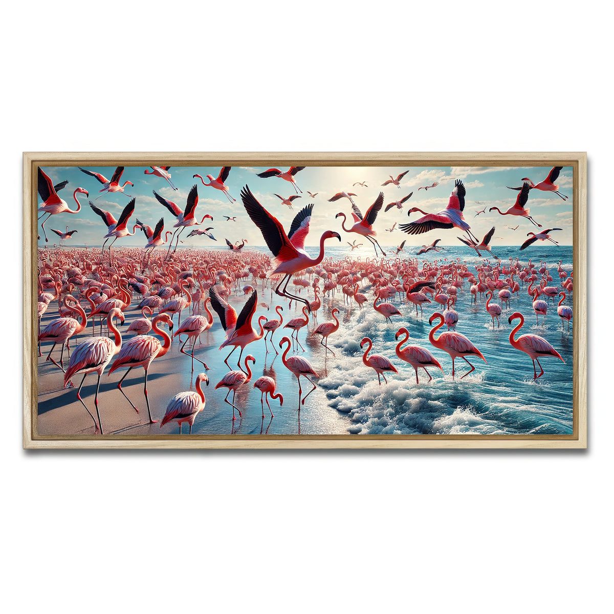 AUTO-MOCKUP WHITE | Flamingo Shore | 1 Piece | Natural Framed Canvas | group=2x1
