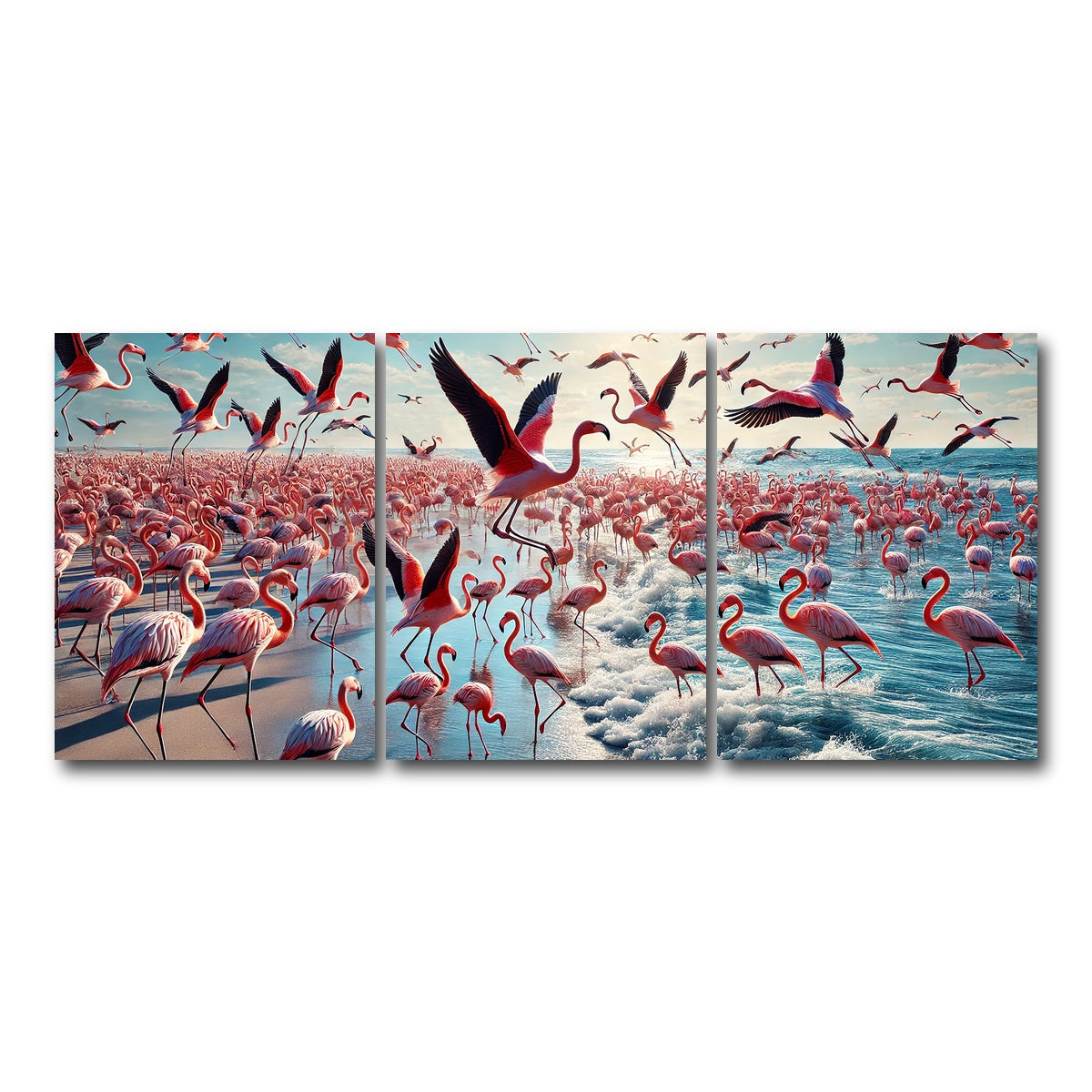 AUTO-MOCKUP WHITE | Flamingo Shore | 3 Piece | Gallery Wrap Canvas | group=18x24