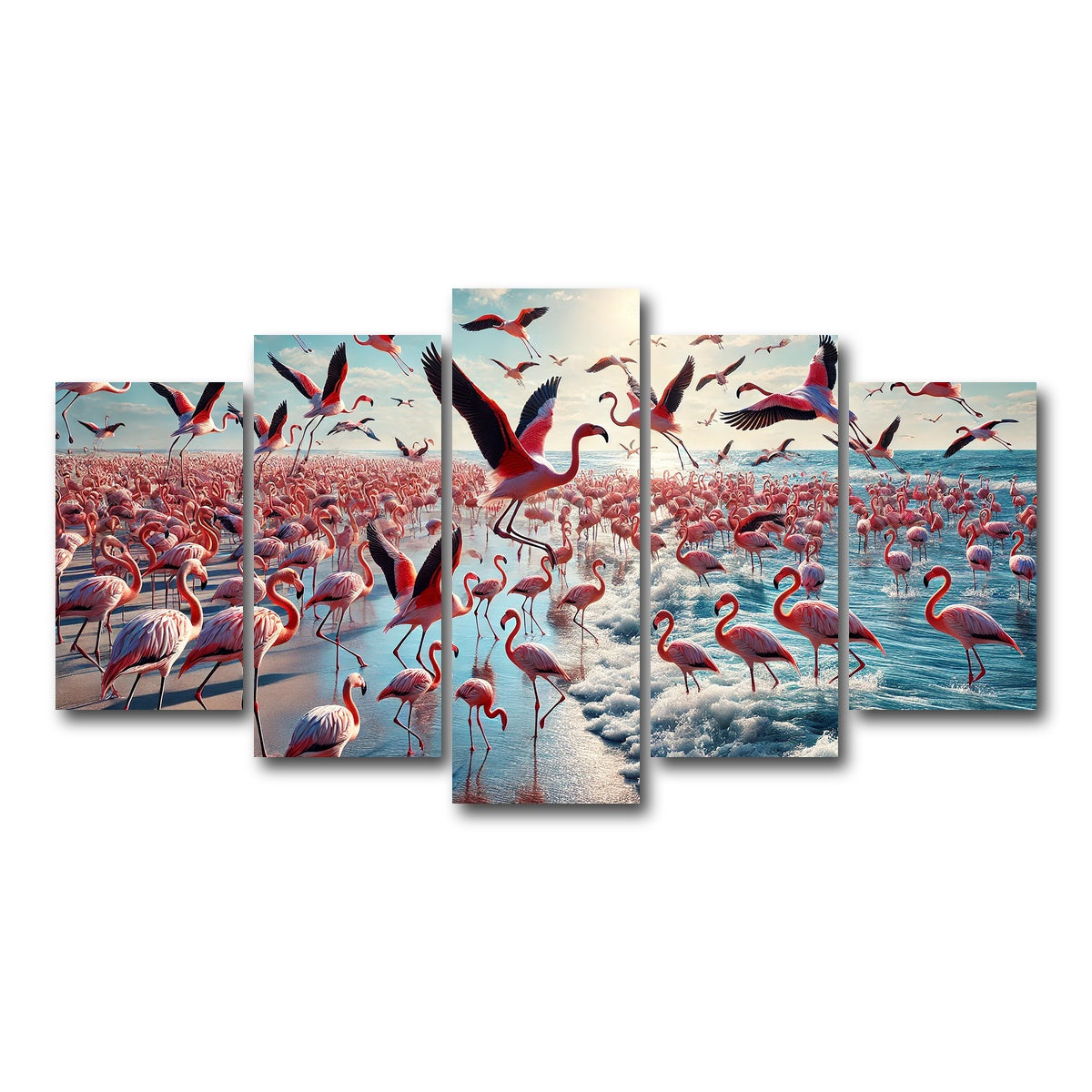 AUTO-MOCKUP WHITE | Flamingo Shore | 5 Piece | Gallery Wrap Canvas | group=5_normal
